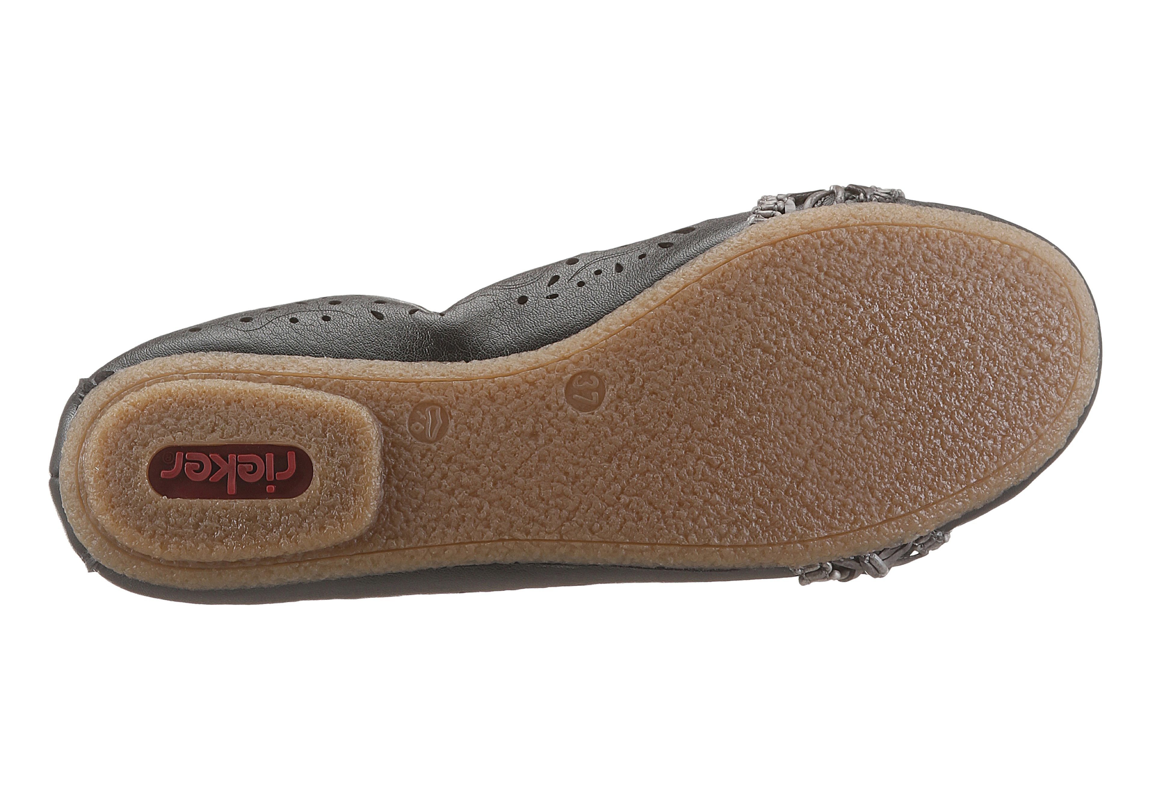 Rieker Ballerina Slipper, Flache Schuhe mit Rundum-Gummizug