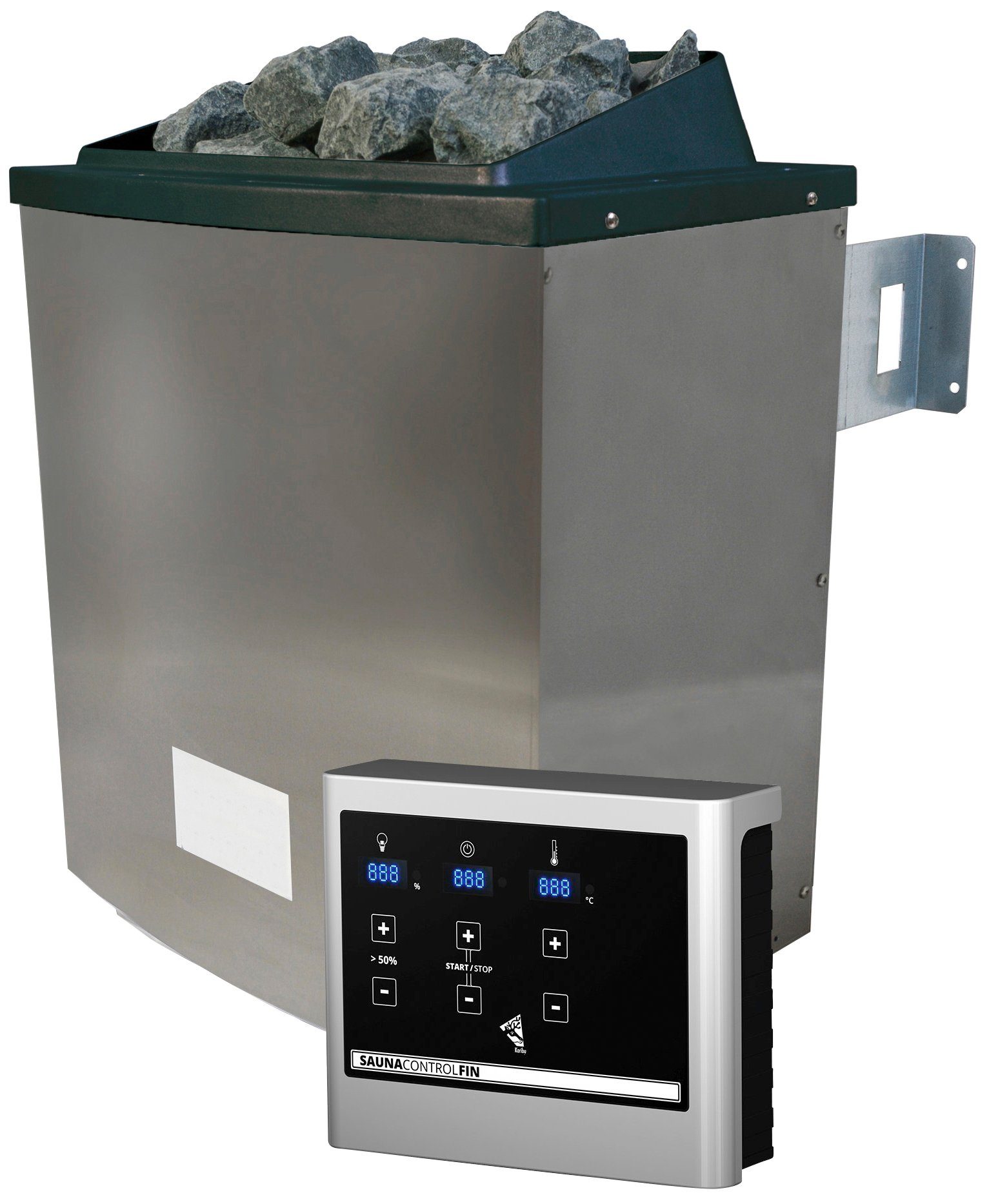 Karibu Sauna Rodin, BxTxH: 196 x 196 x 198 cm, 68 mm, (Set) Ofen 9 KW externe Strg easy