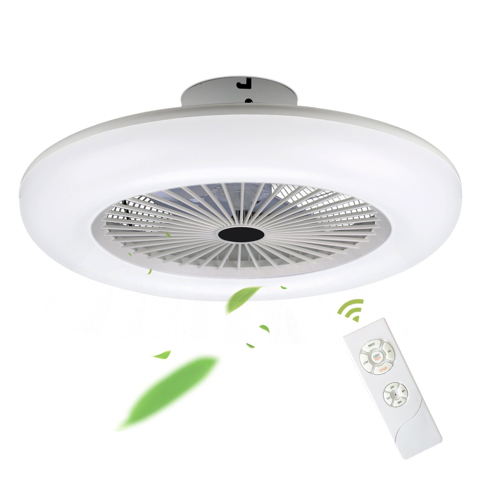 Wohn Weiß Lampe Ventilator 80W Deckenventilator LED Clanmacy Dimmbar Deckenventilator Fernbedienung Timer