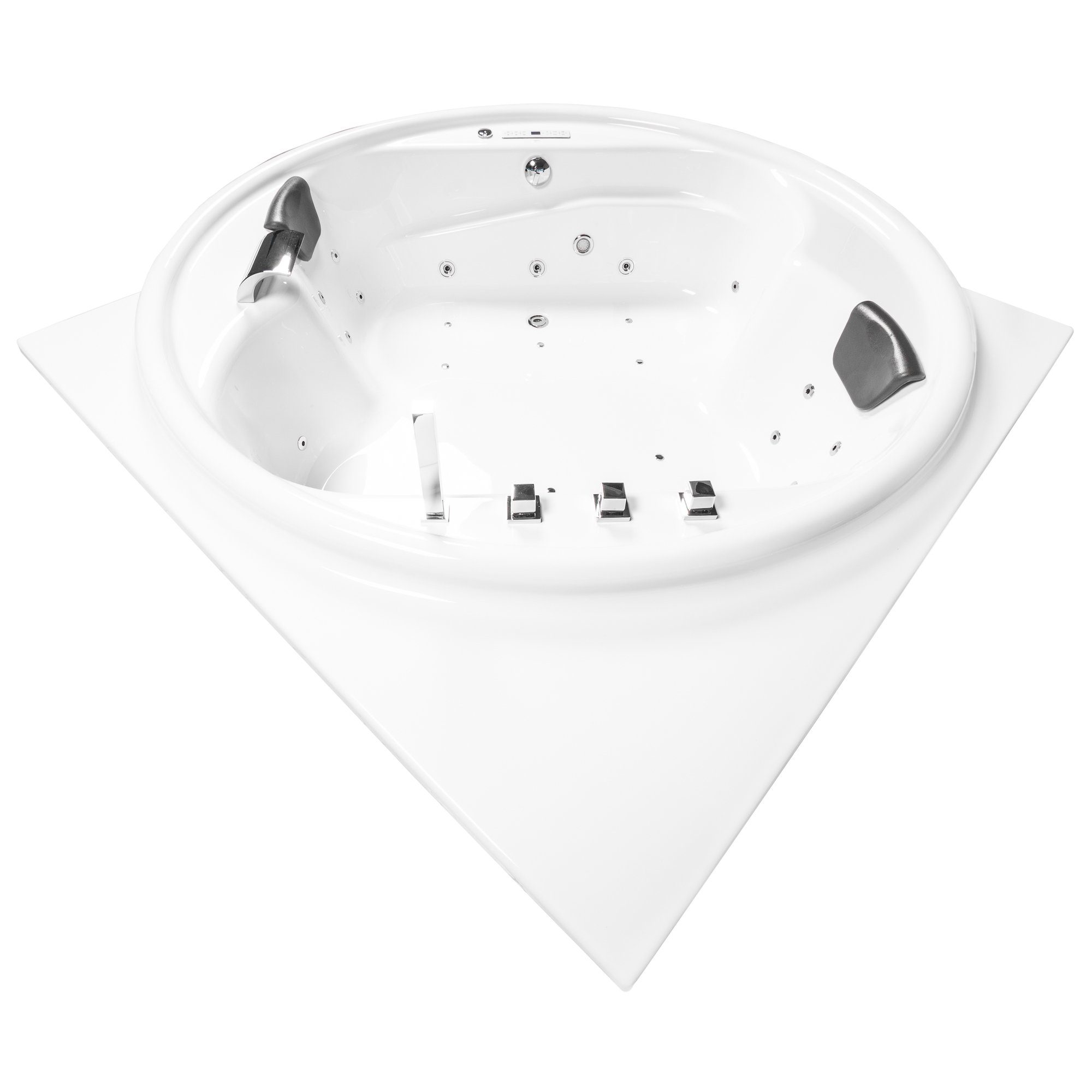 Basera® Whirlpool-Badewanne CLASSIC Indoor Podest-Whirlpool Badewanne XXL Gomera, (Komplett-Set), mit Ecke 186 x 186 cm, 28 Massagedüsen, Wasserfall, LED, Touchpanel...