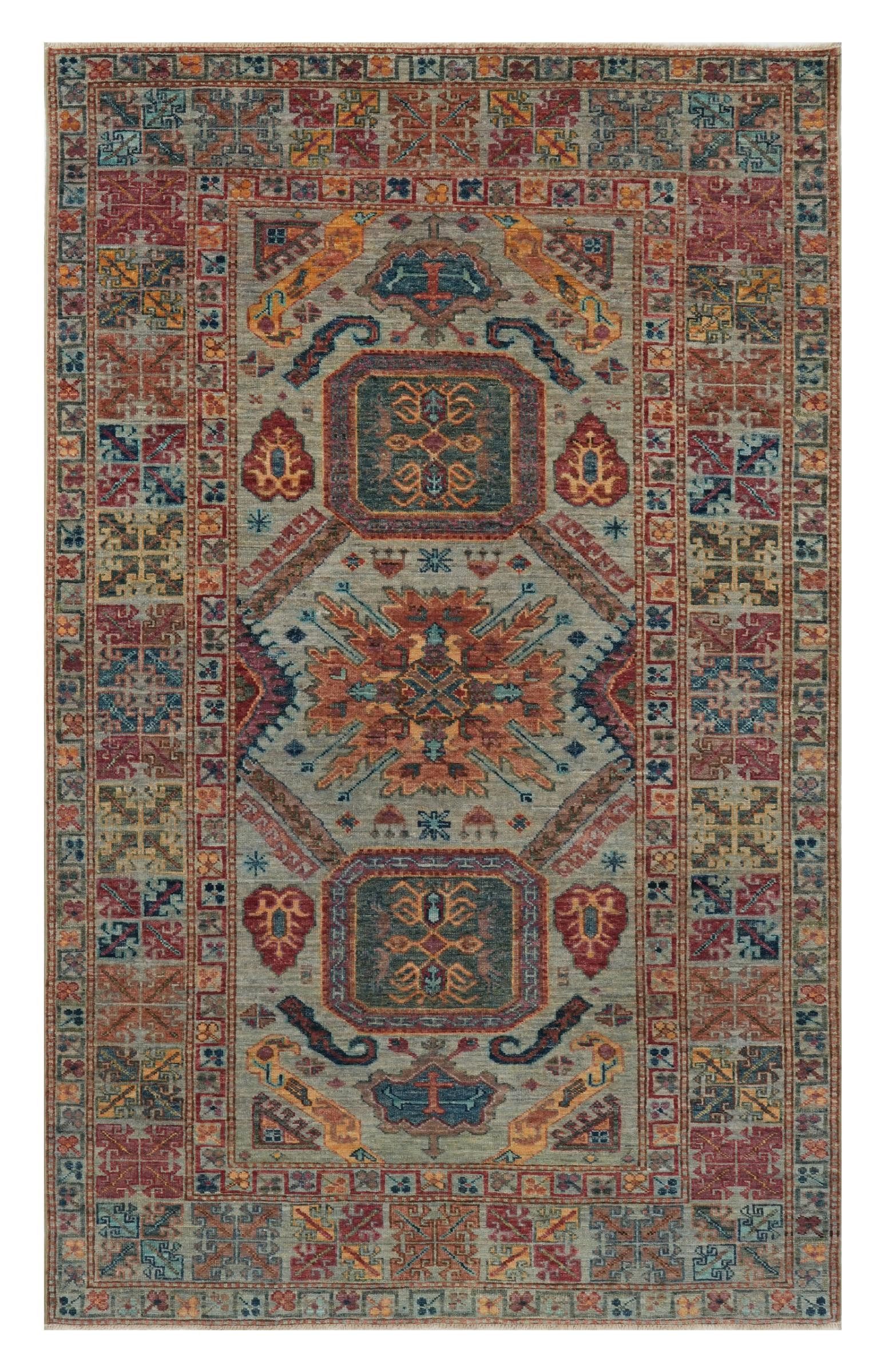 Nain Trading Orientteppich Kazak 123x198 Handgeknüpfter Orientteppich, rechteckig, Höhe: 6 mm