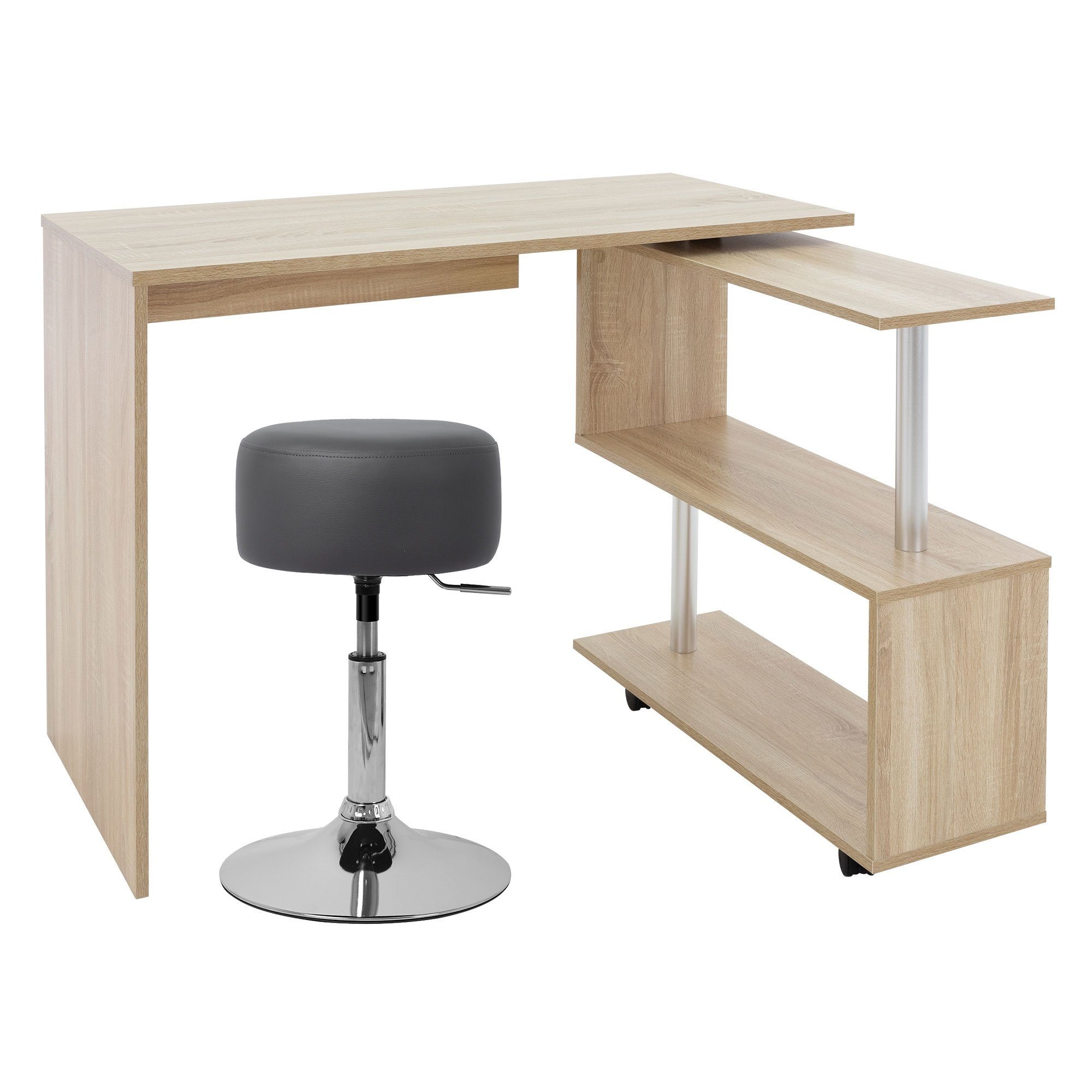 ML-DESIGN Schreibtisch Schreibtisch mit Sitzhocker 150x88x75 cm Sonoma-Eiche aus MDF