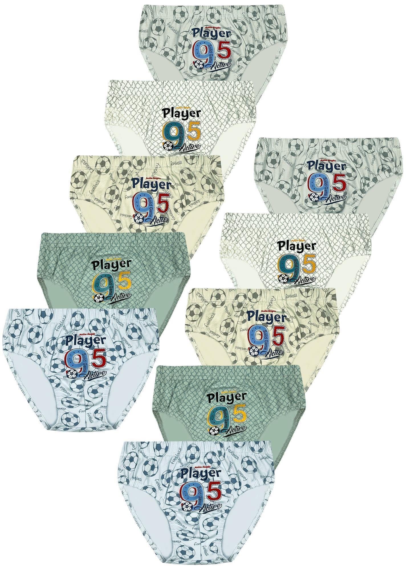 (Set, 10 Unterwäsche 10-St) Slips Baumwolle Player Jungen - Unterhosen Slip LOREZA