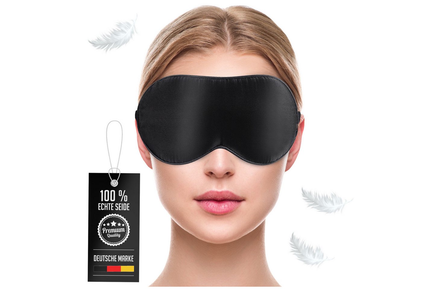 Liebesfreunde Schlafmaske Premium Augenmaske aus echter Seide - Schlafmaske für Frauen Männer, hautfreundlich
