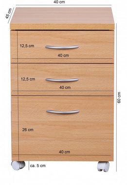 KADIMA DESIGN Rollcontainer Buche Aktenschrank, Ordnung für Ihren Arbeitsbereich