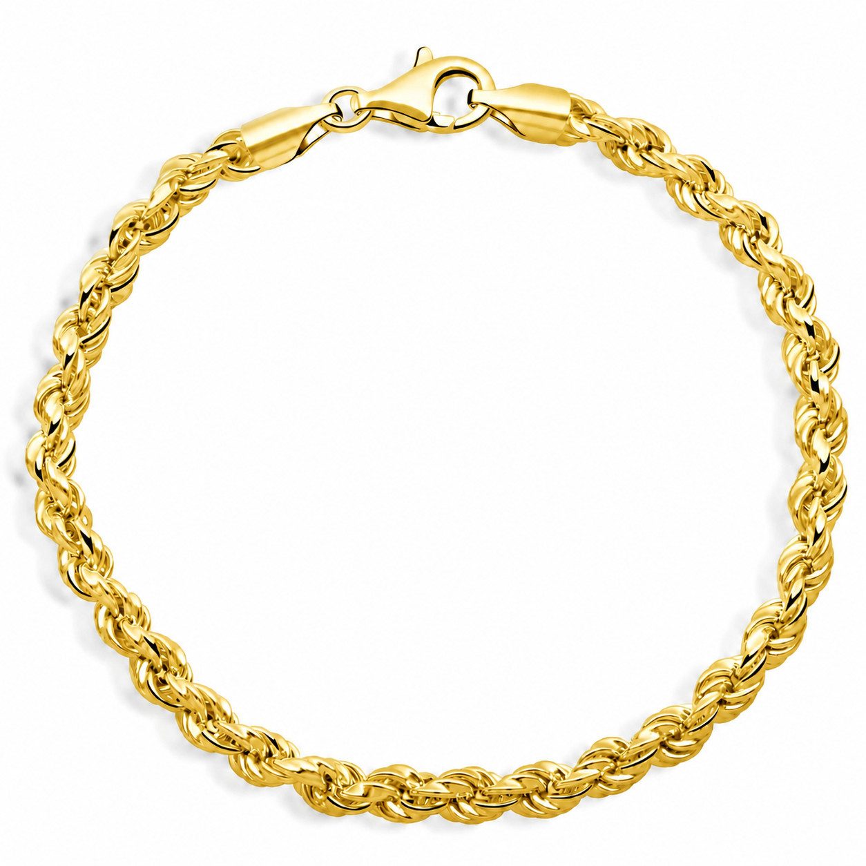 Tony Fein Armband Kordelarmband 5 mm 585er Vergoldet 18 cm, Made in Italy für Damen und Herren