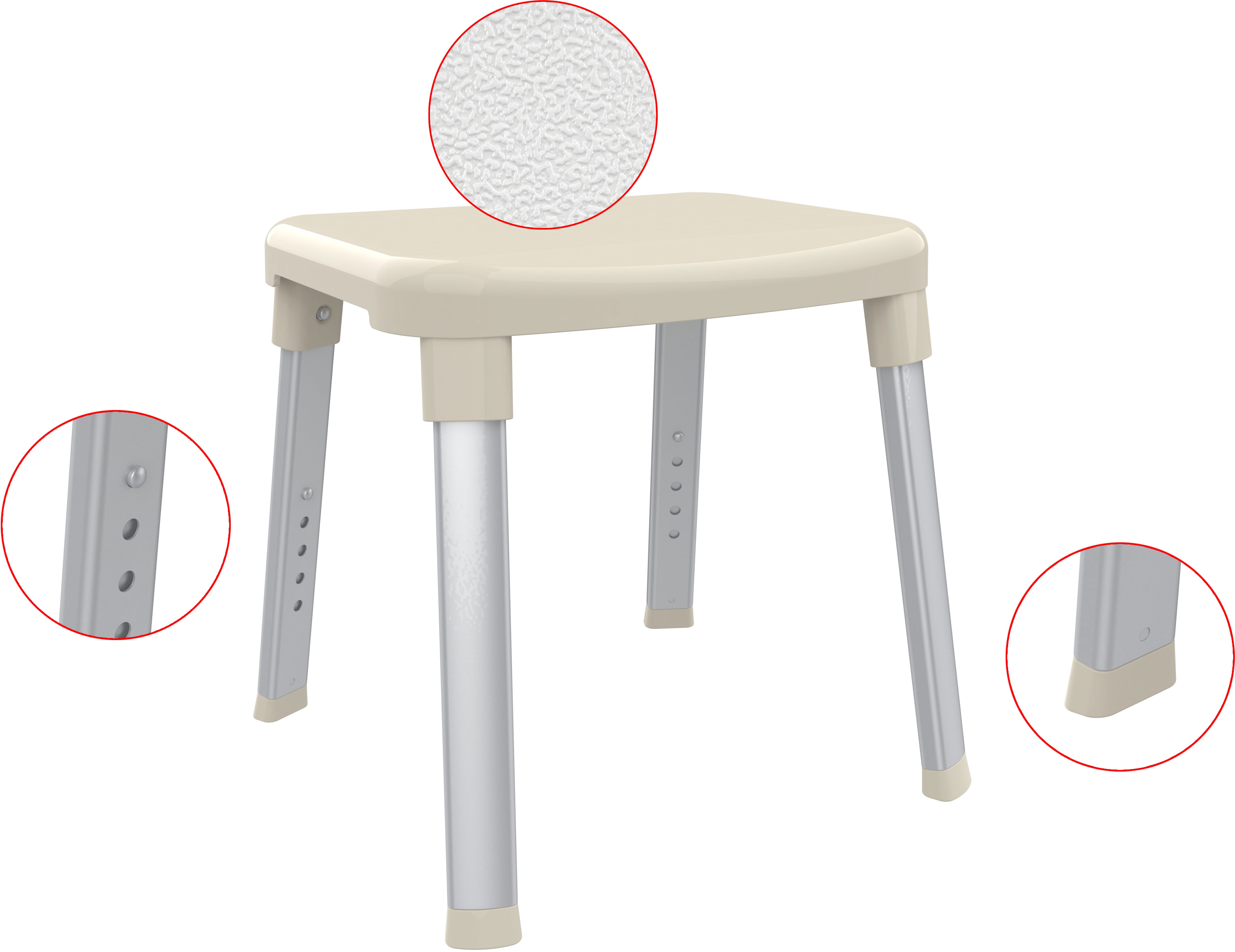 Bischof Dusch- und Badhocker Splash, belastbar bis 150 kg, rutschfester Stand, TÜV/GS geprüft