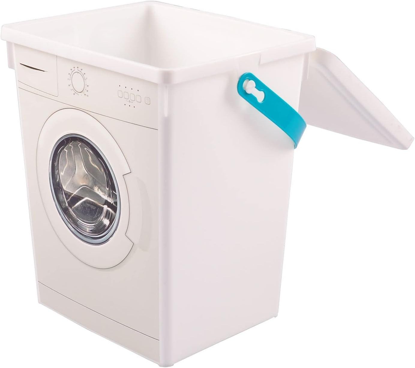 WestCraft Transportbehälter Waschpulverbox in Form einer Waschmaschine für Waschmittel, (1-St), Waschmittelbox, Eimer 5 Liter, Waschmitteldose, Waschmittelbehälter