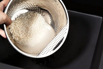 Reishunger Küchensieb Reis Waschschüssel & Sieb aus Edelstahl, Edelstahl