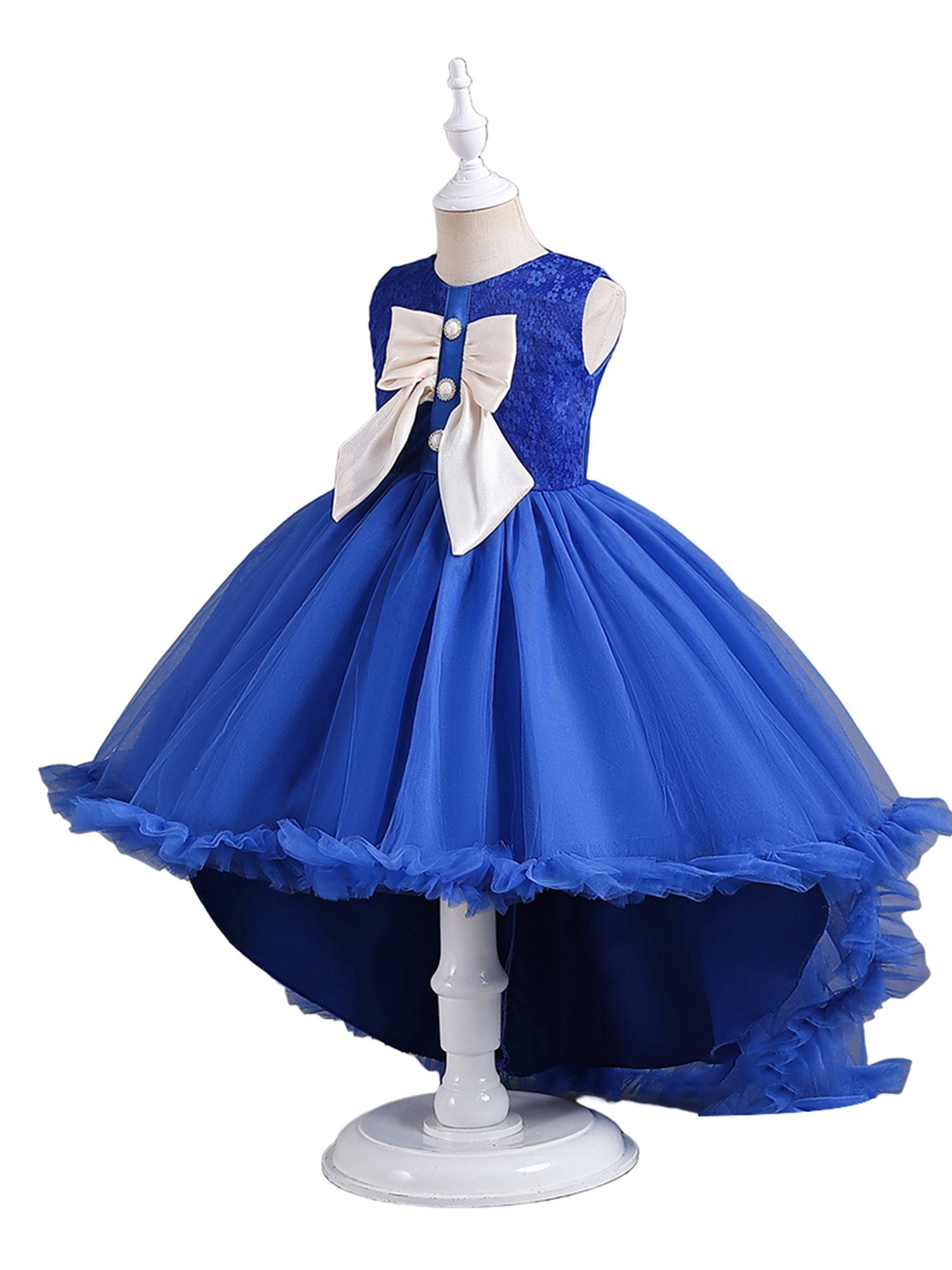 Vokuhila-Kleid im Spitzenkleid LAPA Mädchen Abendkleid Palaststil Maxikleid