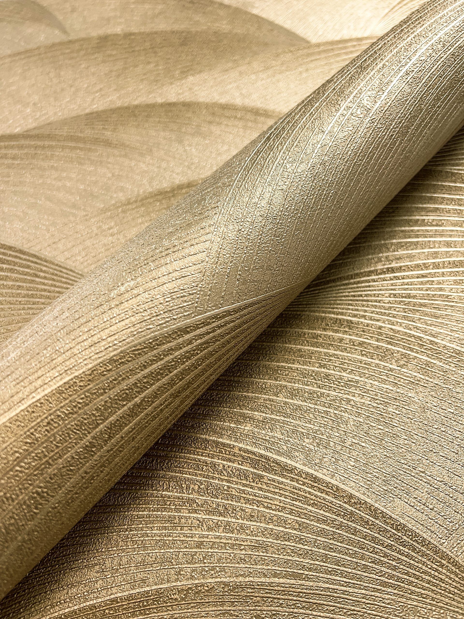 Newroom Vliestapete, Gold Tapete Modern Wellen günstig online kaufen