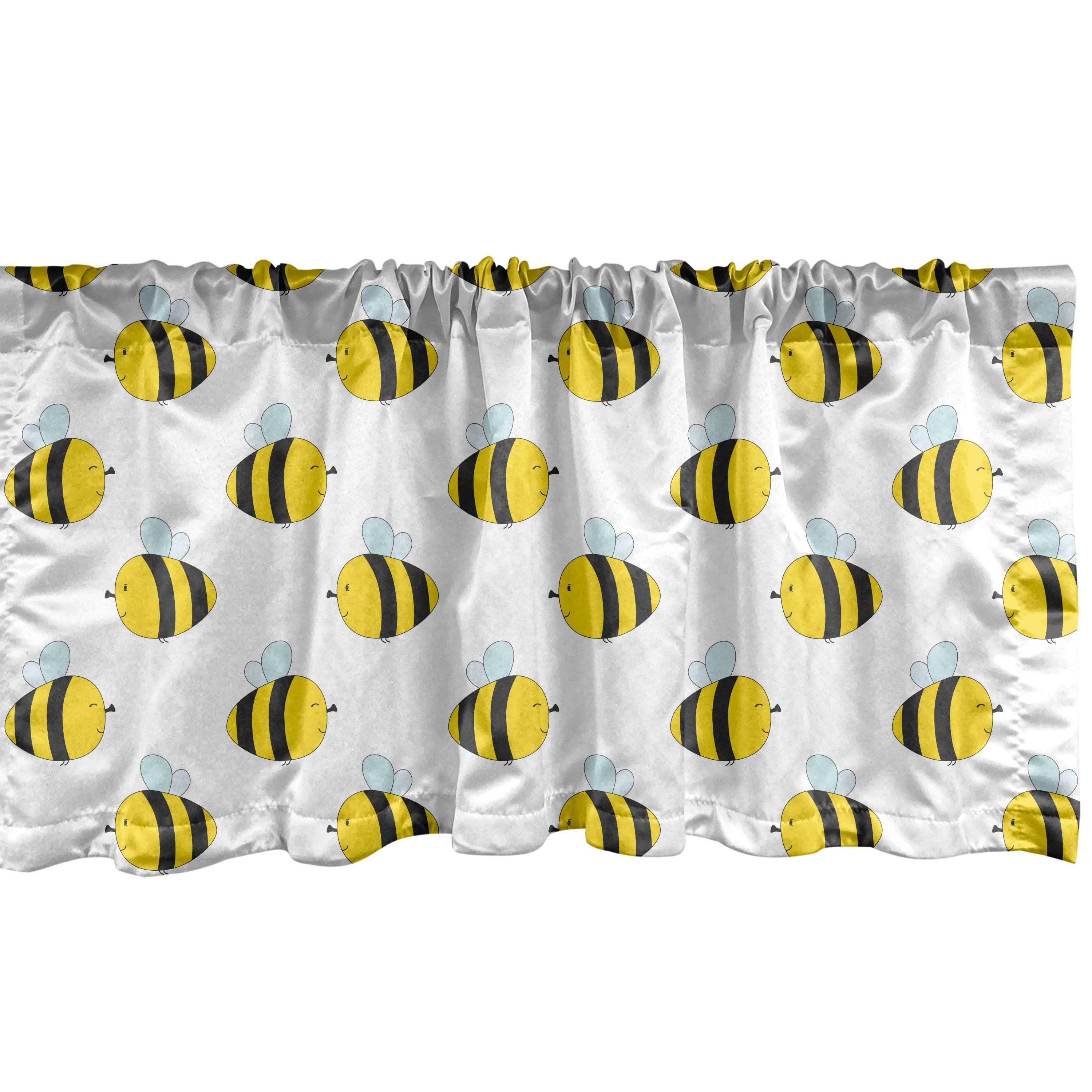 Honey Grafische Vorhang Stangentasche, Microfaser, Küche Schlafzimmer für Fliegende Scheibengardine Bee mit Abakuhaus, Dekor Insekten Volant