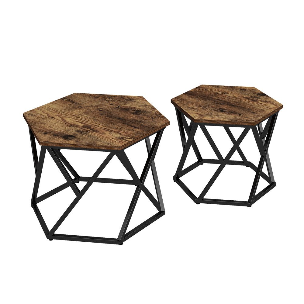 Couchtisch Fyrk, Eiche rustikal, 57 x 57 cm 2er-Set