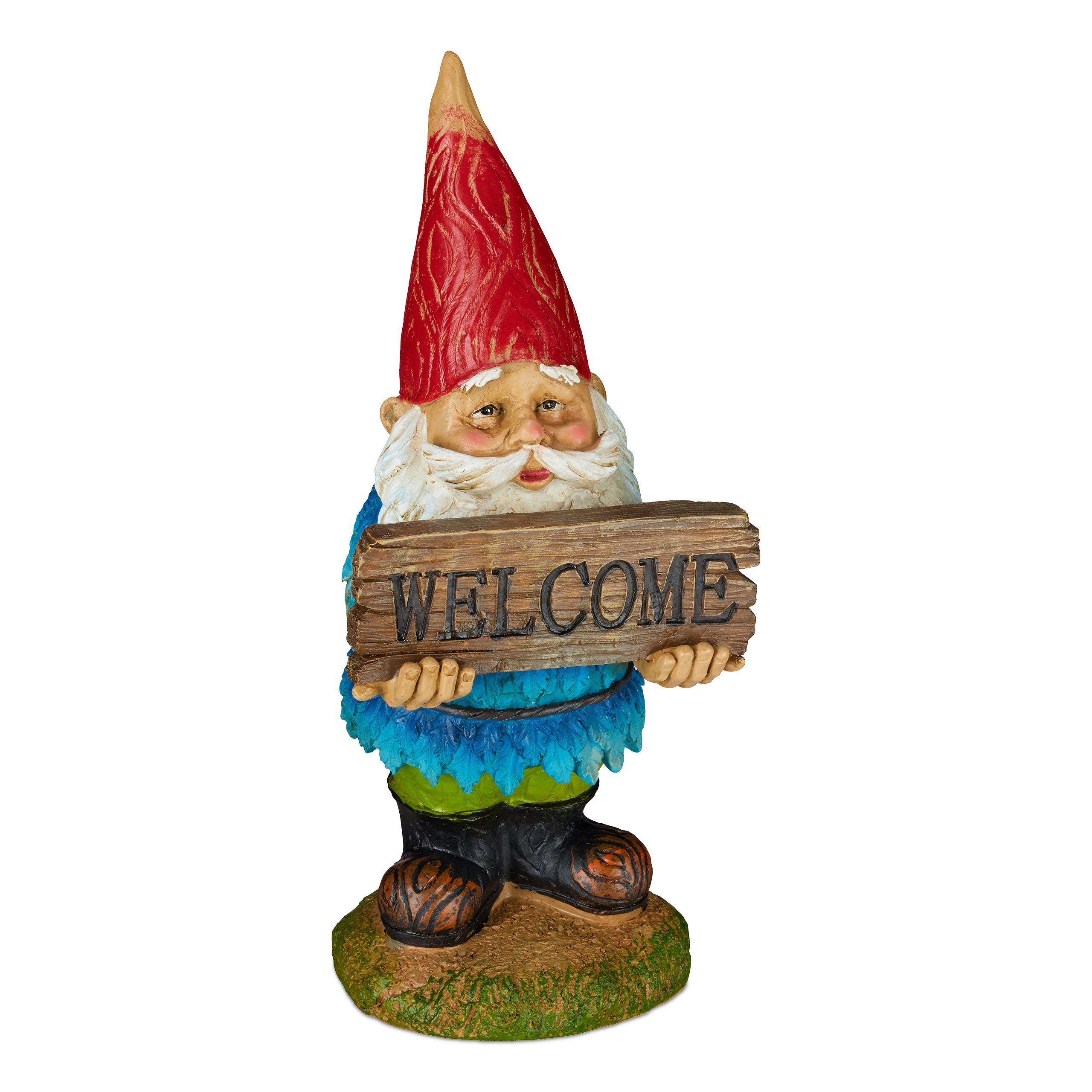 relaxdays Gartenzwerg "Welcome" günstig online kaufen