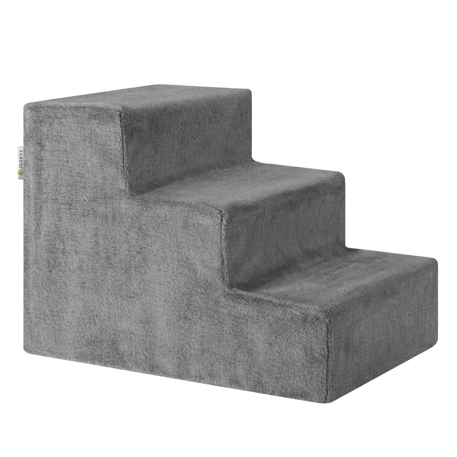 Juskys Haustiertreppe Timmy, waschbarer Plüschbezug, belastbar bis 50 kg günstig online kaufen