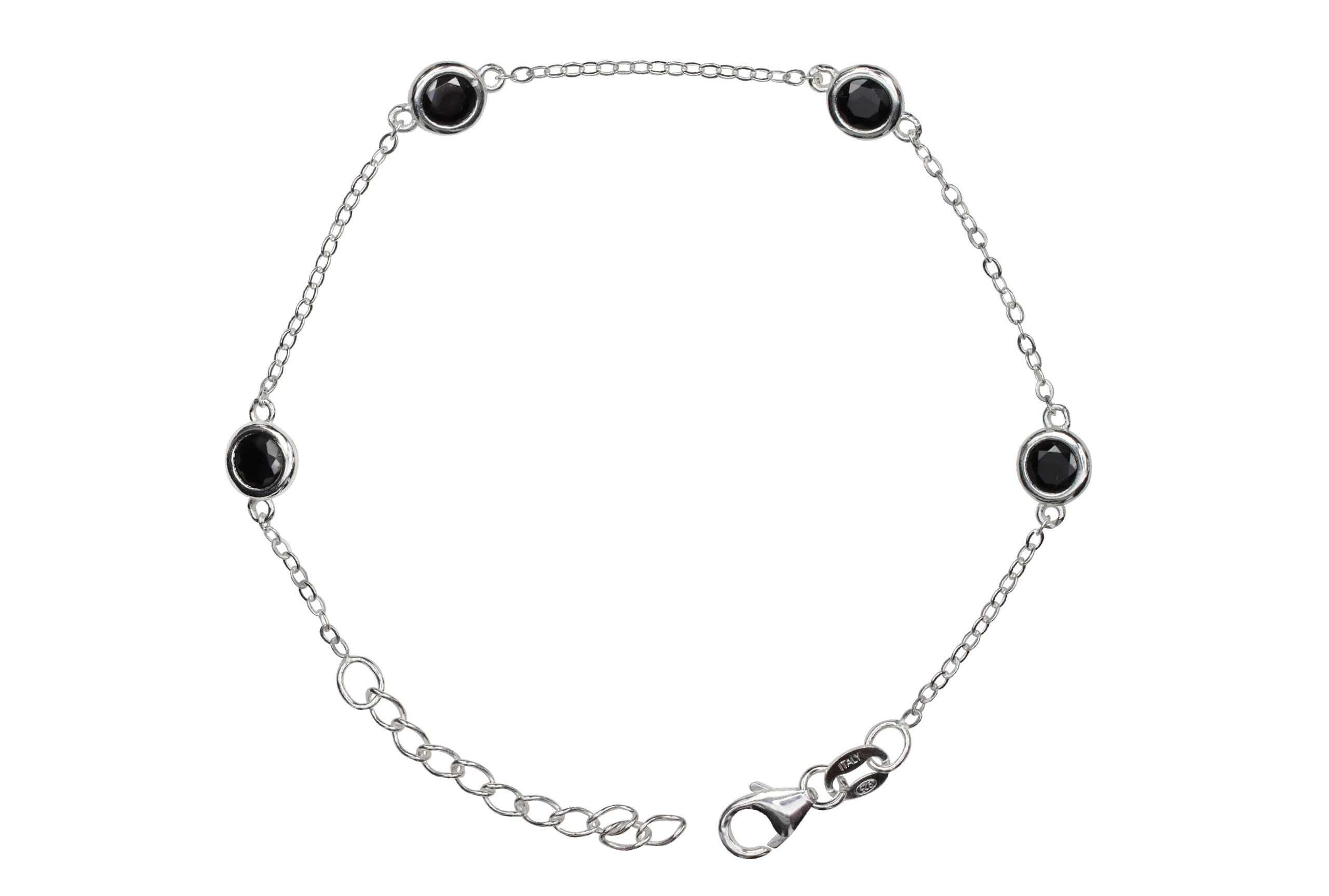 SILBERMOOS Silberarmband Feines Forzatina-Armband mit schwarzen Zirkonia-Steinen, 925 Sterling Silber