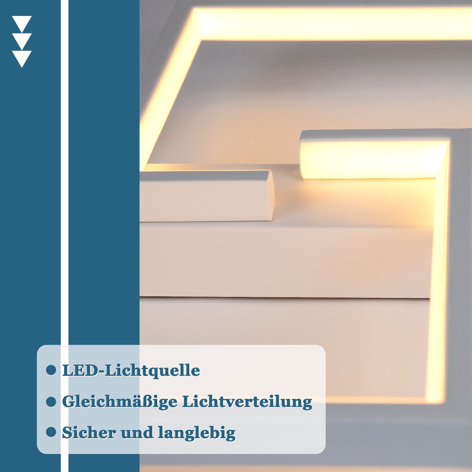 Küchenlampe, ZMH Deckenleuchte LED Klein 30CM Deckenleuchte integriert, fest Modern Flurlampe LED Warmweiß 19W 3000k, LED Wechselstrom,