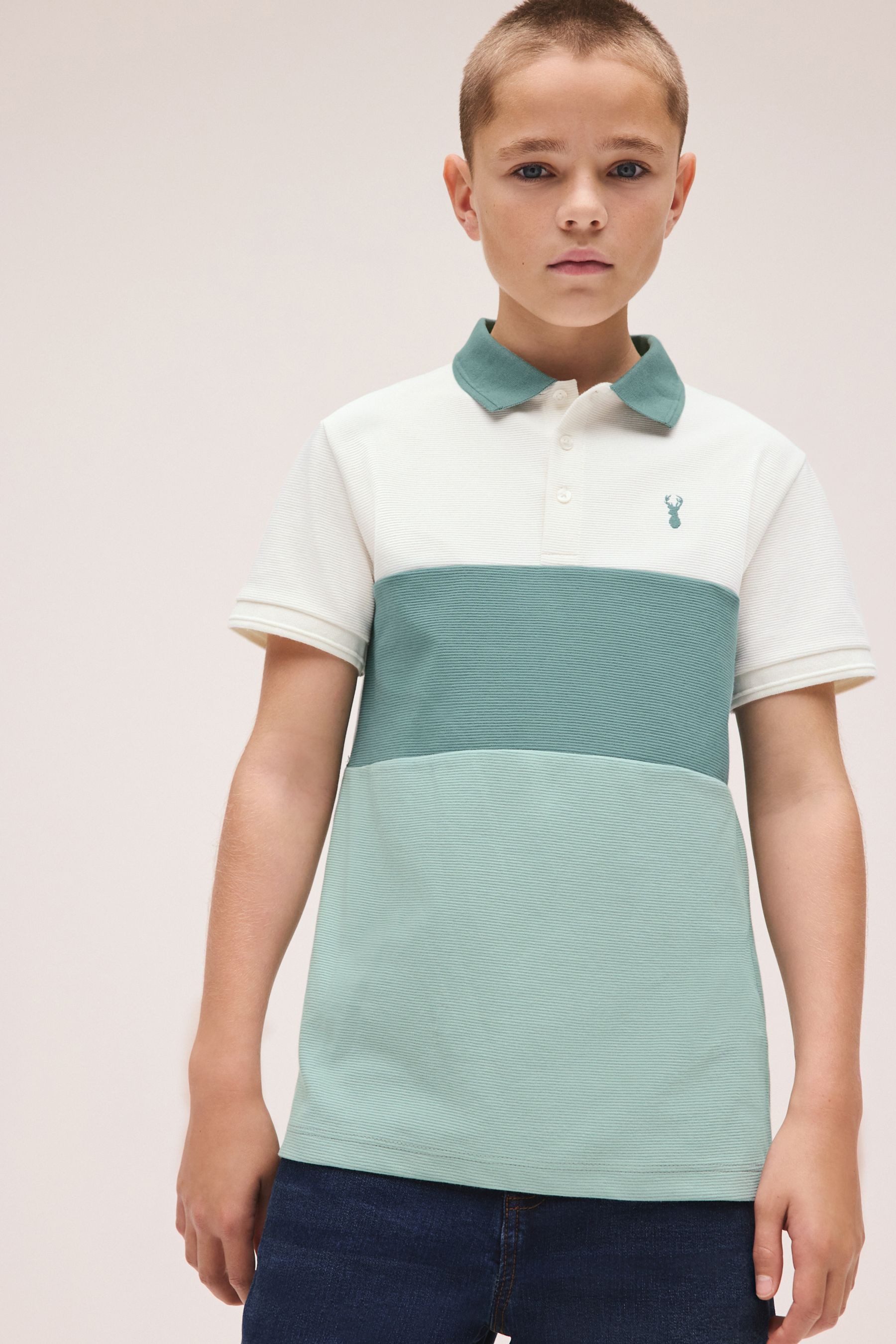 Next Poloshirt Strukturiertes Poloshirt mit Blockfarben (1-tlg)