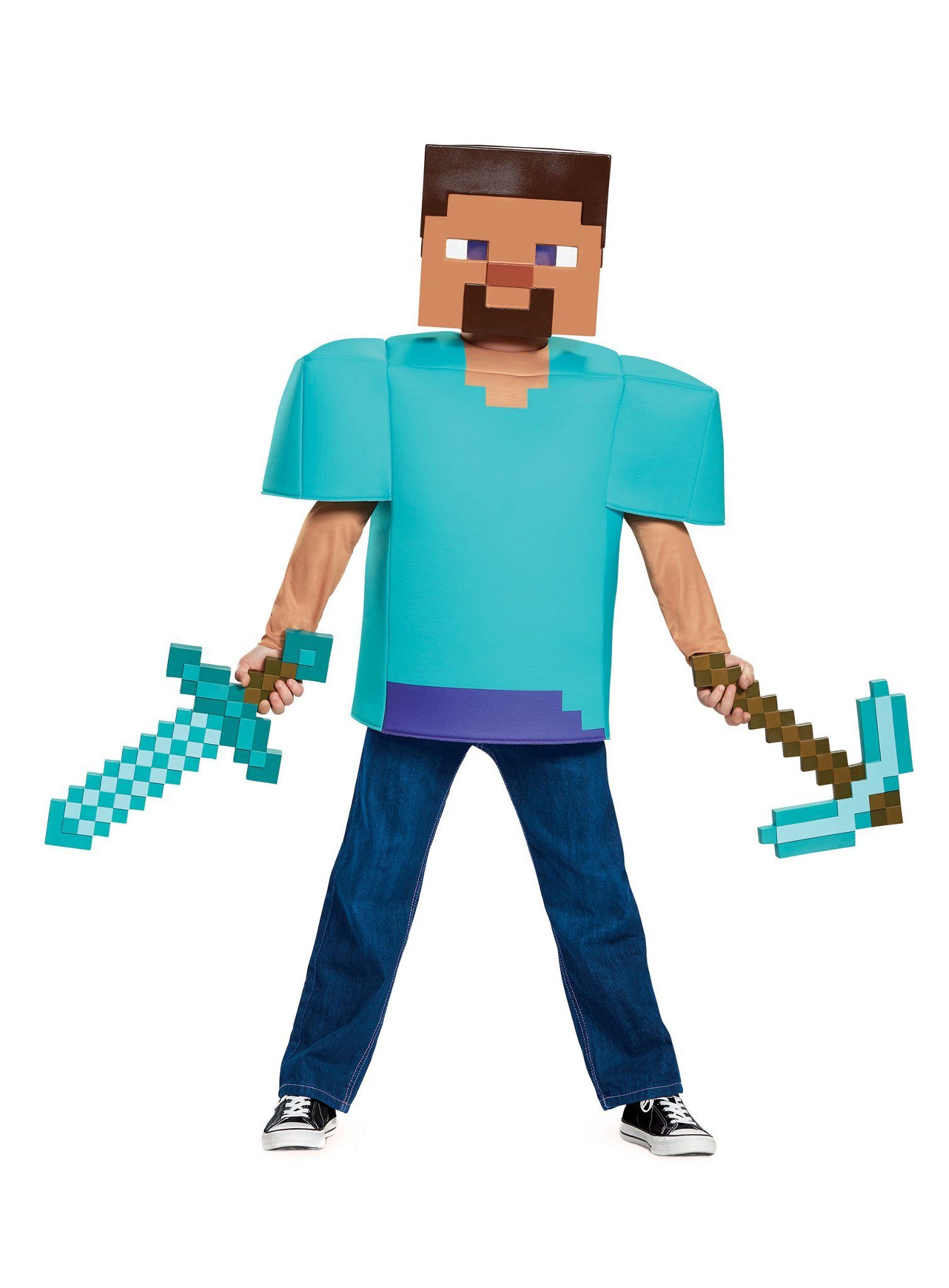 Metamorph Kostüm Minecraft Schwert Kostüm Zubehör Fasching Karneval, Die ikonische Pixel-Waffe aus dem beliebten 3D-Game