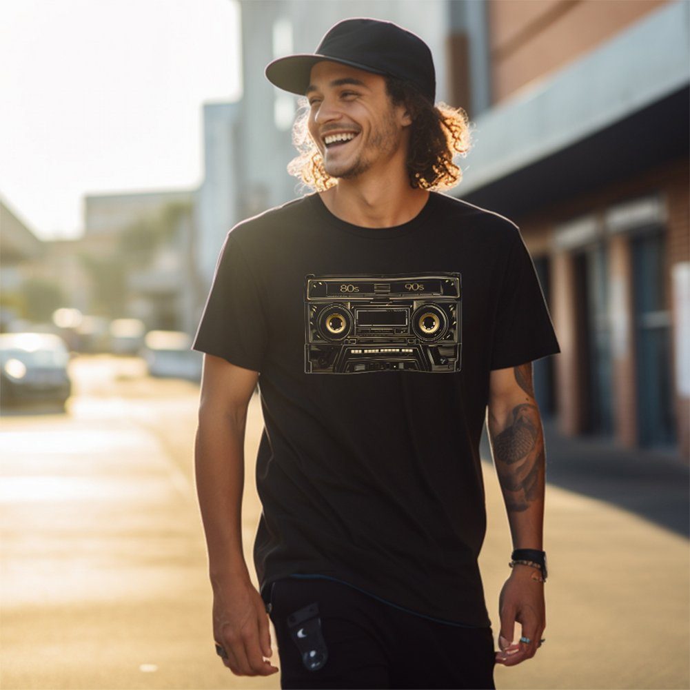 MAKAYA T-Shirt für Jugendliche Retro Motiv Kassette Coole Jungs Hip Hop Outfits Herren