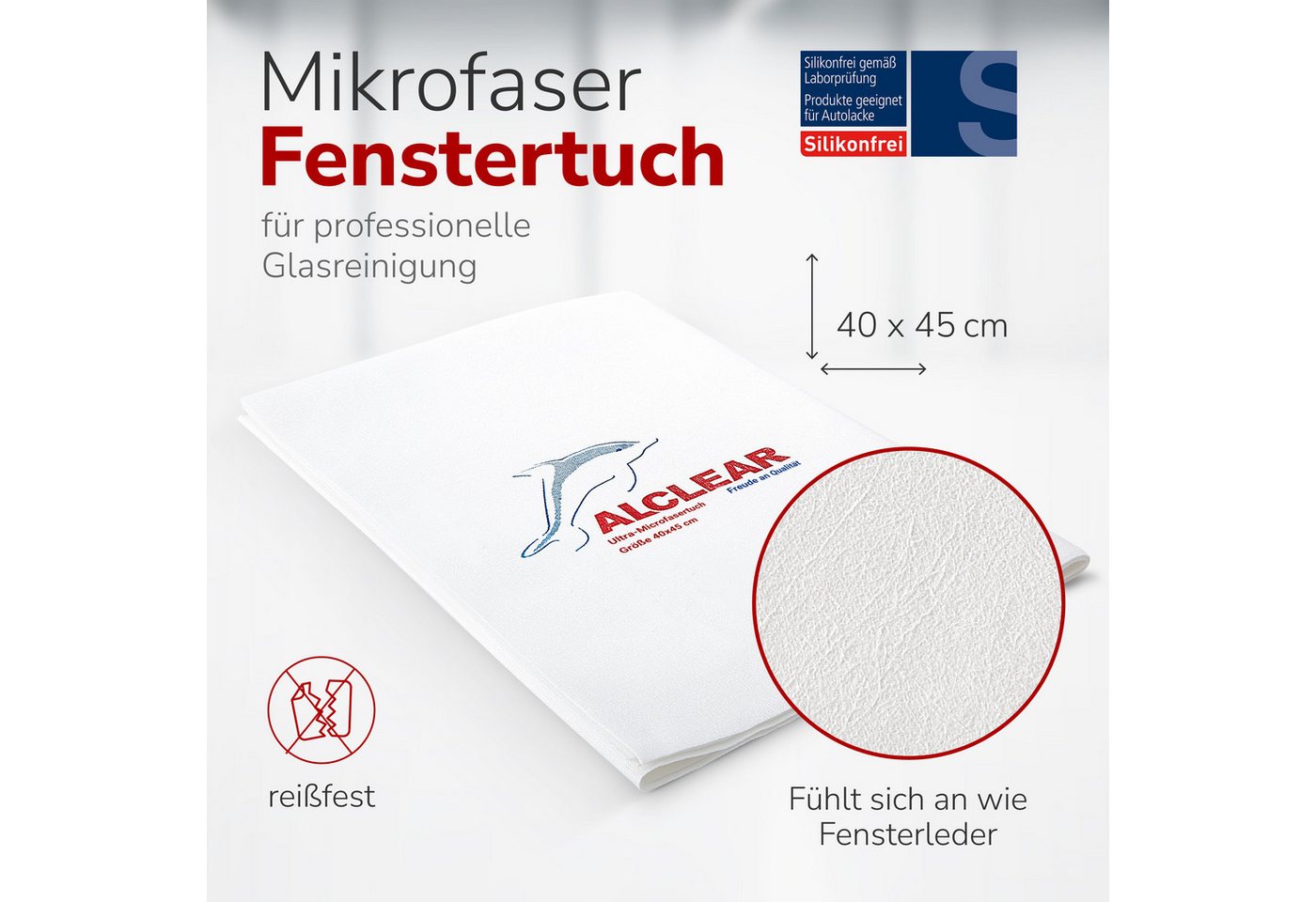 Thumbnail - ALCLEAR 950001 Ultra-Microfaser Fenstertuch streifenfrei 40x45 cm Mikrofasertuch (70% Polyester, 30% Polyamid, 40x45 cm)