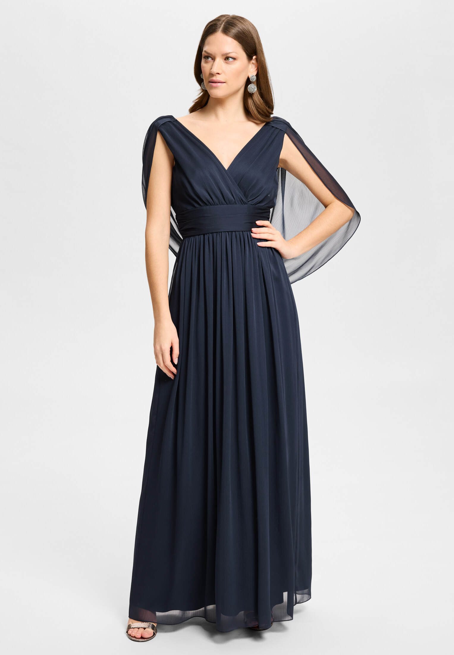 SWING Abendkleid - Abendkleid aus Crinkle Chiffon mit Schal-Cape Taillierter Schnitt mit fließendem Rockteil