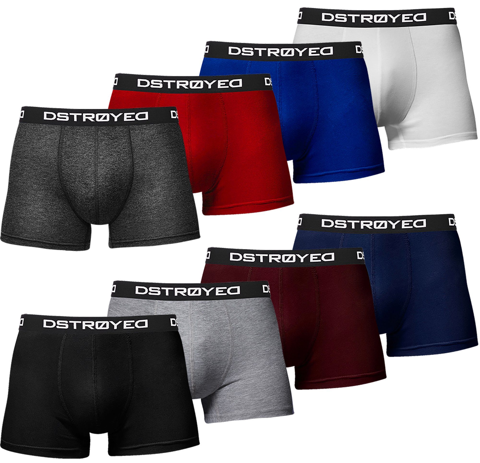 DSTROYED Boxershorts Herren Männer Unterhosen Baumwolle Premium Qualität perfekte Passform (Vorteilspack, 8er, 8er Pack)