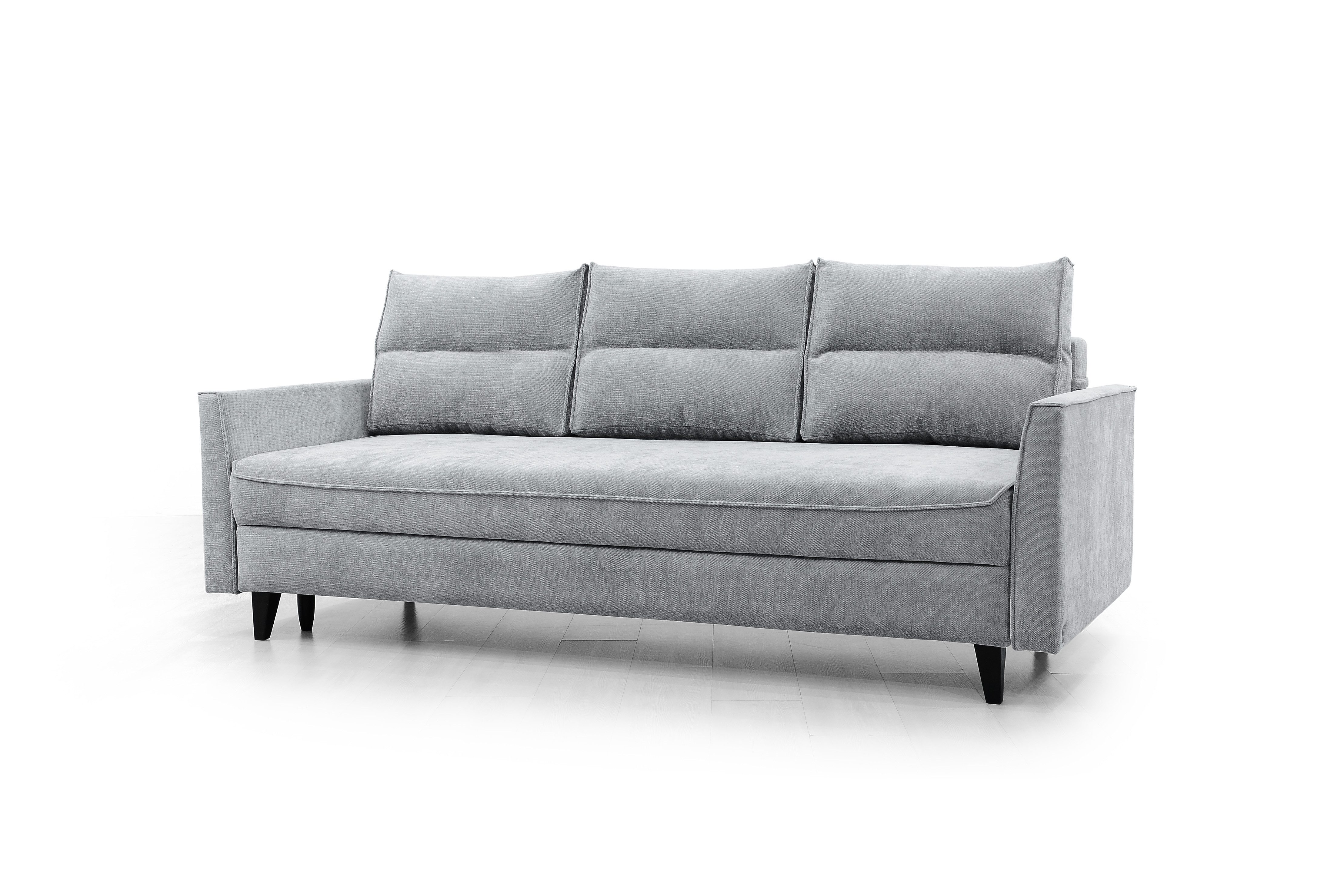Hygger Möbelhaus Schlafsofa Loki mit Bettkasten im exklusiven Möbelstoff Priority, Liegefläche 145 × 202 cm, Taschenfederkern, Füße aus massivem Eschenholz, versandkostenfrei innerhalb Deutschlands, hergestellt in Europa