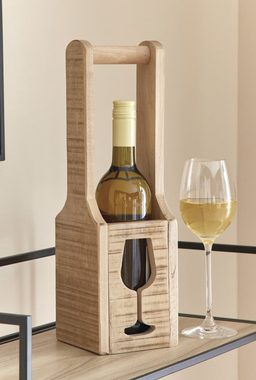 Dekoleidenschaft Weinflaschenhalter "Wein" aus recyceltem Holz, Flaschenständer, Weinflaschenträger, Flaschenhalter, dekorativ, Geschenk Idee, Weinträger, Flaschenträger