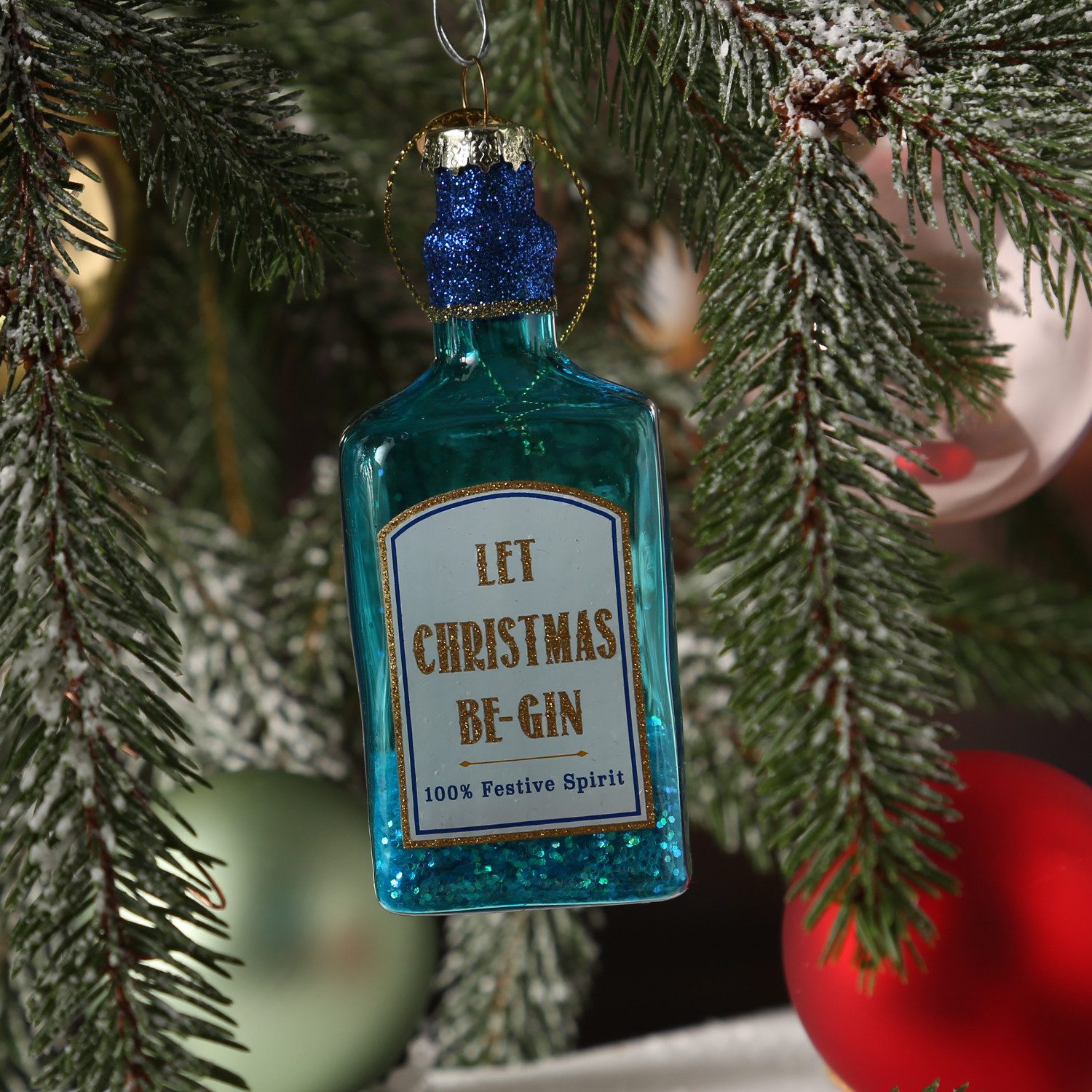 MARELIDA Christbaumschmuck Weihnachtsbaumschmuck GIN Flasche Glas mundgeblasen H: 12cm