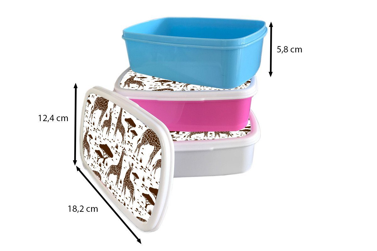 (2-tlg), Giraffe - rosa Brotbox Snackbox, Muster Erwachsene, für MuchoWow Mädchen, Baum, Brotdose Lunchbox Kinder, Kunststoff, - Kunststoff