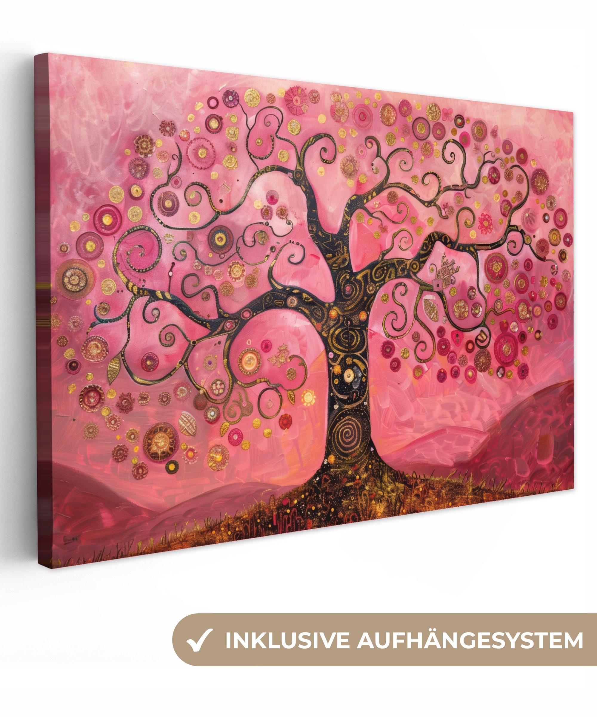 OneMillionCanvasses® Leinwandbild Baum - Lebensbaum - Rosa - Gold, Fotodruc günstig online kaufen