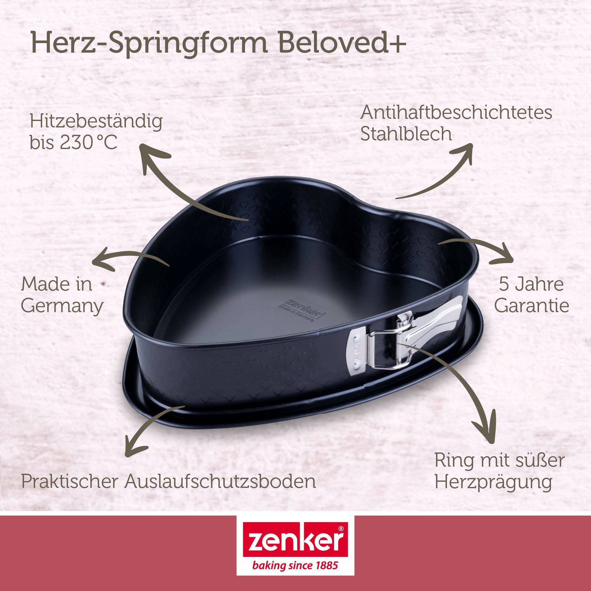 Zenker Springform Herzbackform, Herz-Springform, Kuchenform in Herzform