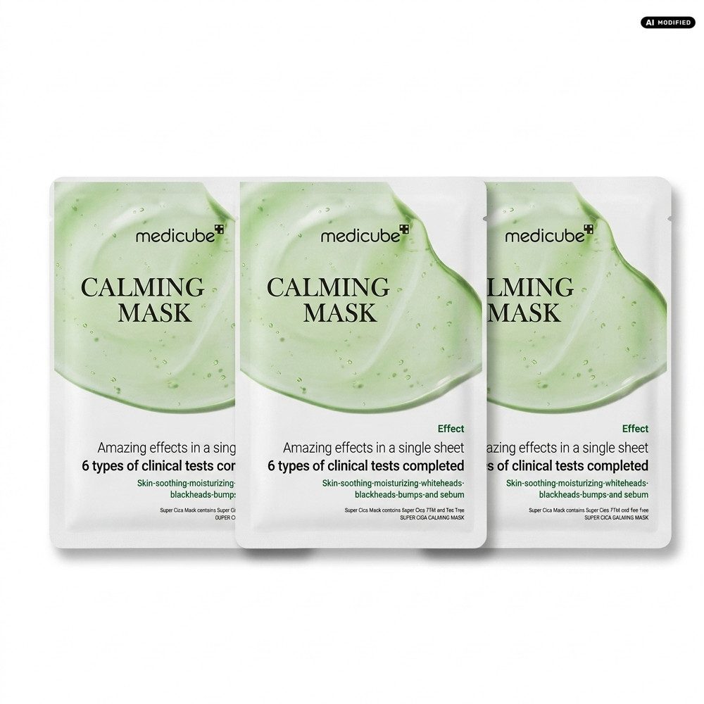 Medicube Gesichtsmaske Medicube Super Cica Calming Mask 3er Set, 1-tlg., Vorteilspack mit 3 beruhigenden Tuchmasken
