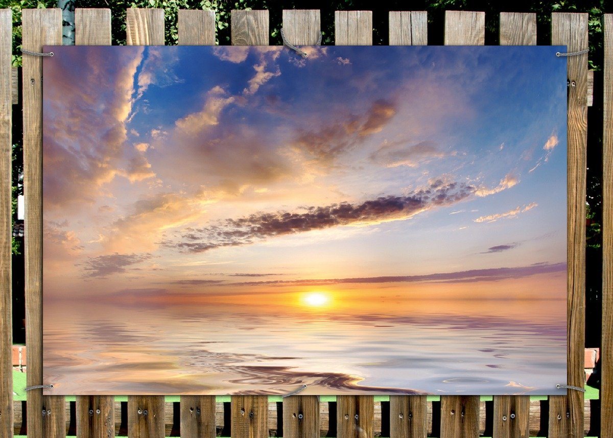 Thumbnail - Wallario Sichtschutzzaunmatten Sonnenuntergang über dem Wasser