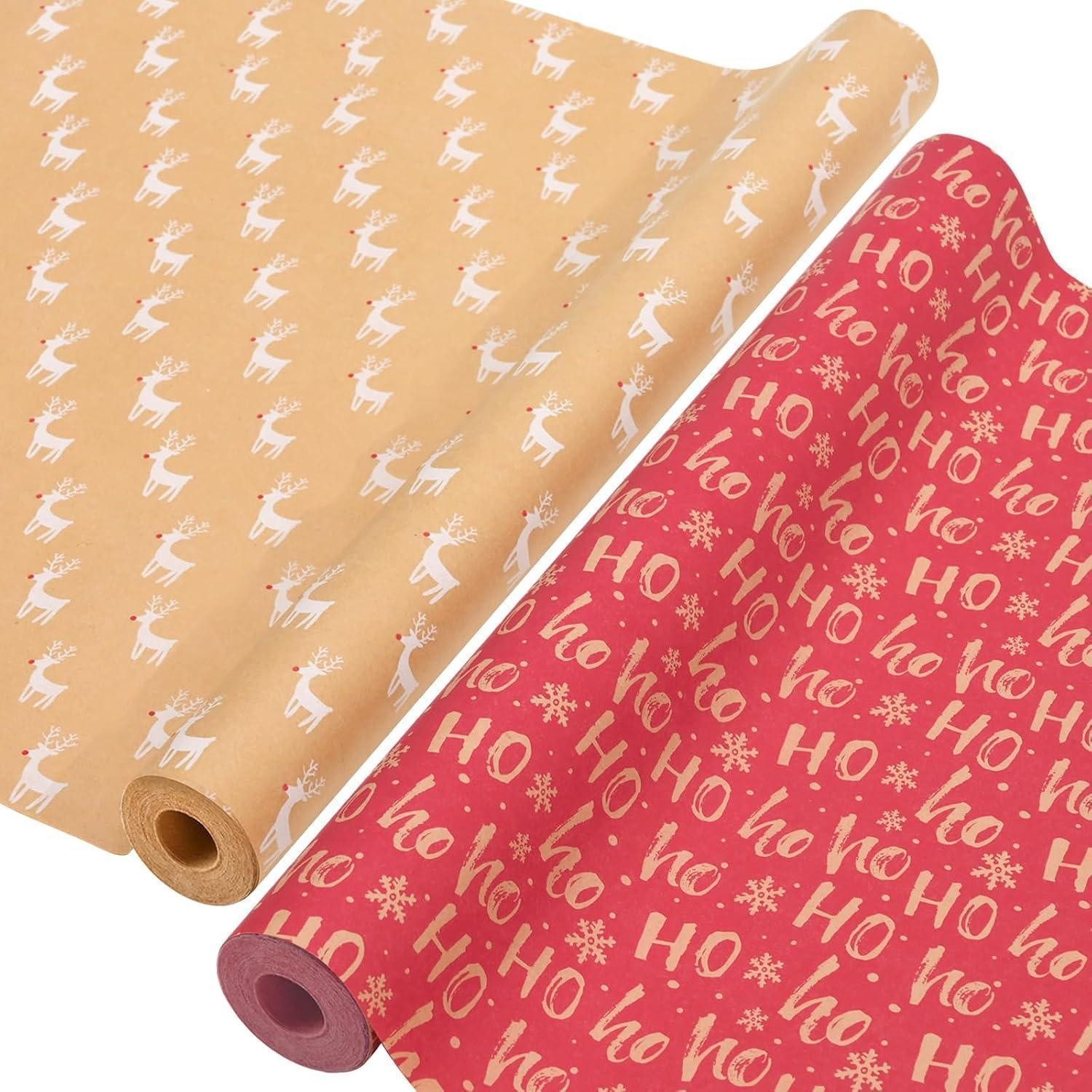 Geschenkpapier Geschenkpapier Weihnachten Kraftpapier E: Hoho Schneeflocke Reindeers