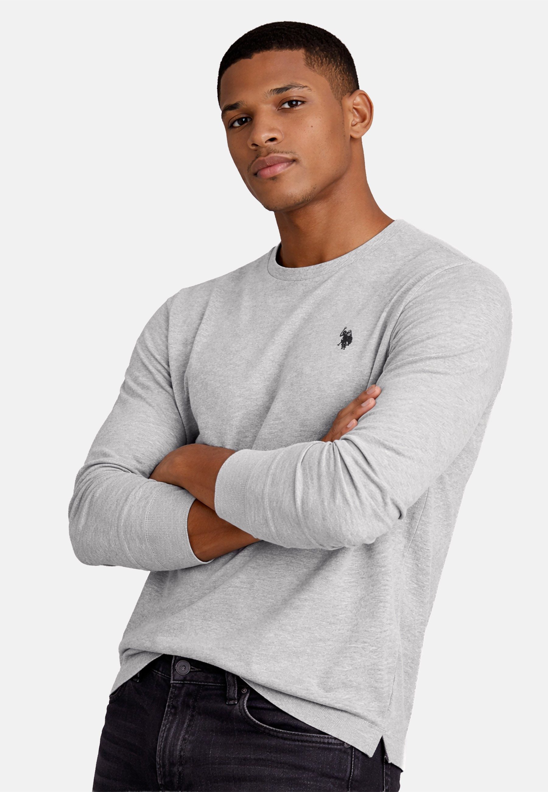 U.S. Polo Assn. Longsleeve USAaron – Herren Langarmshirt mit Logo-Stickerei Aus 100 % Baumwolle, mit Rundhalsausschnitt und klassischer Passform