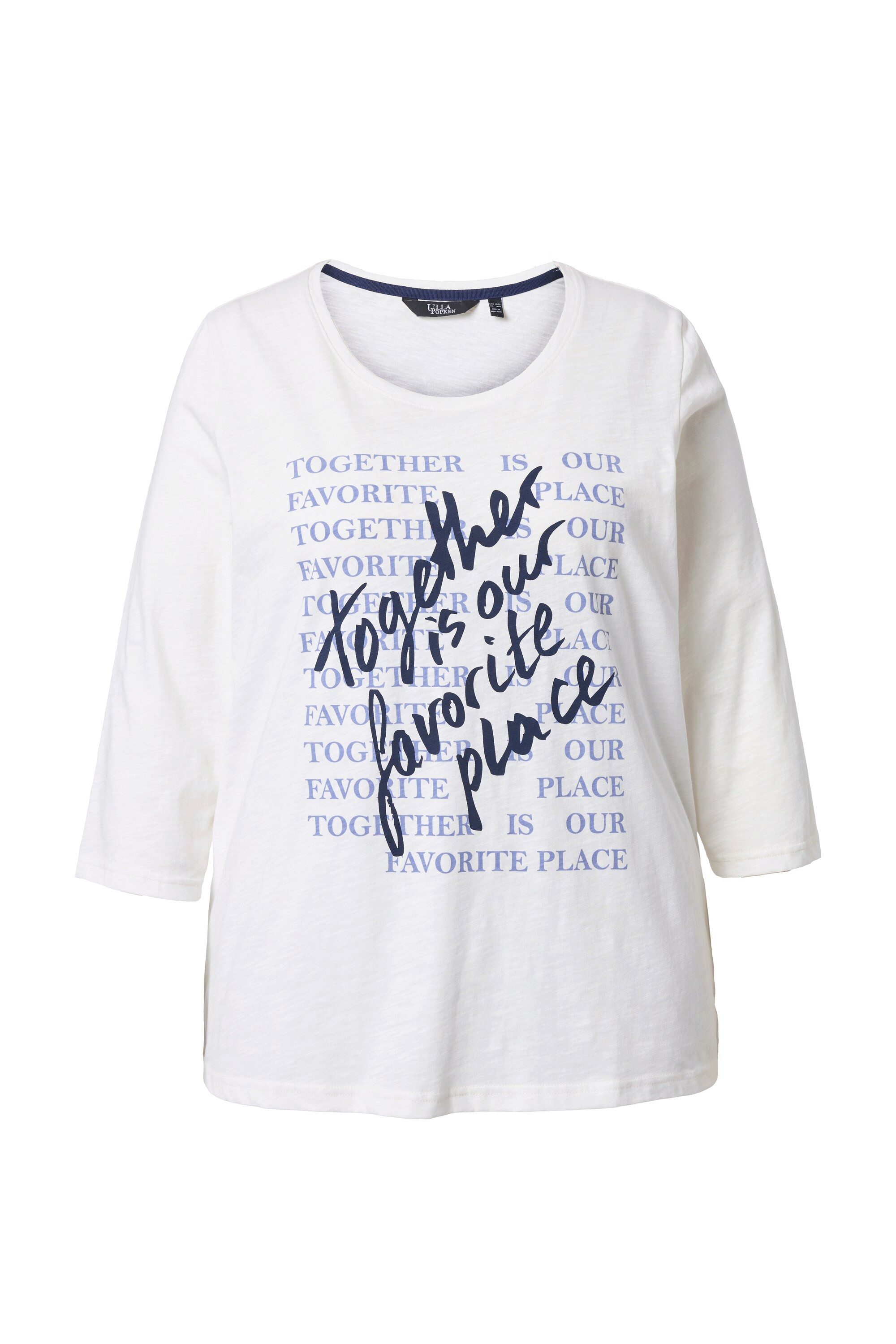 Ulla Popken T-Shirt Shirt Schriftmotiv Classic Rundhals 3/4-Arm günstig online kaufen