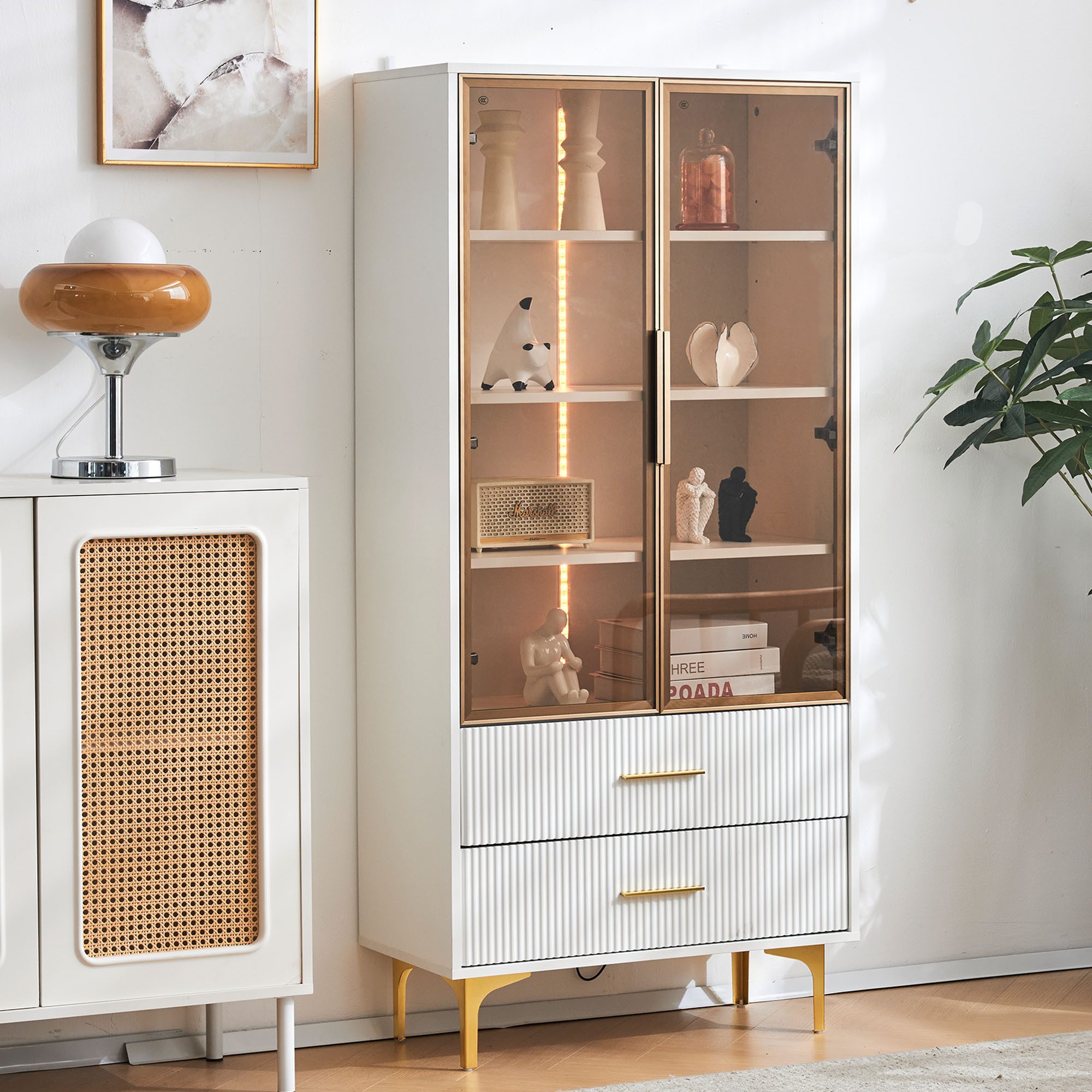 HAUSS SPOLE Vitrine Wohnzimmerset zwei weiße günstig online kaufen