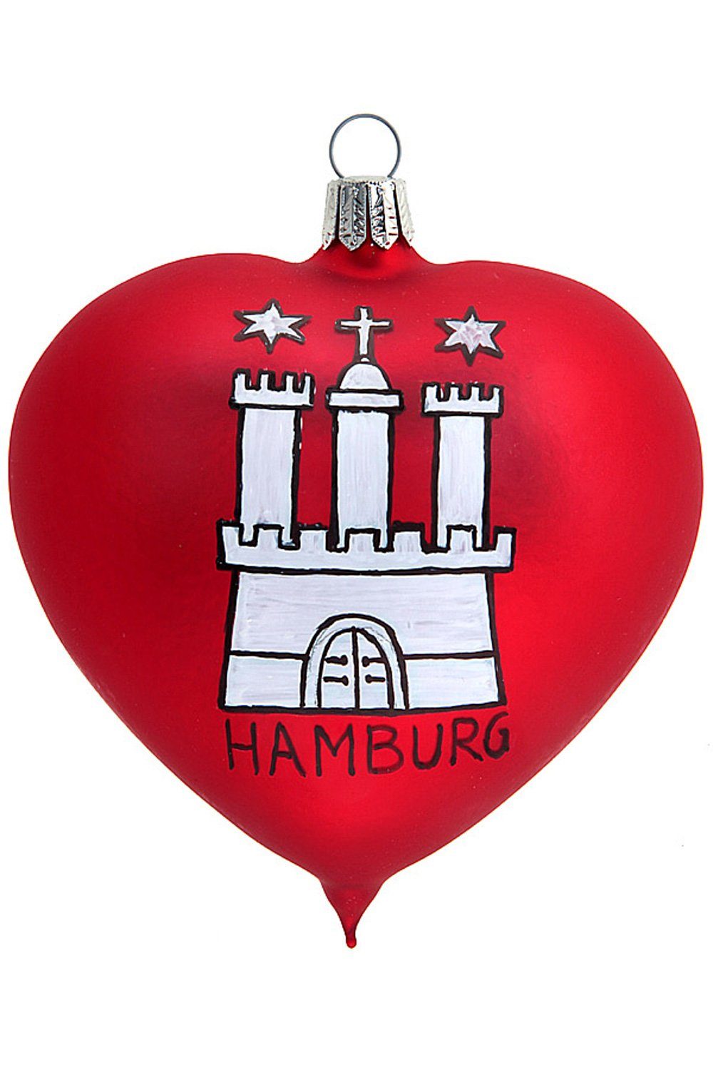 Hamburger Weihnachtskontor Christbaumschmuck Hamburg Herz, Dekohänger -  mundgeblasen - handdekoriert