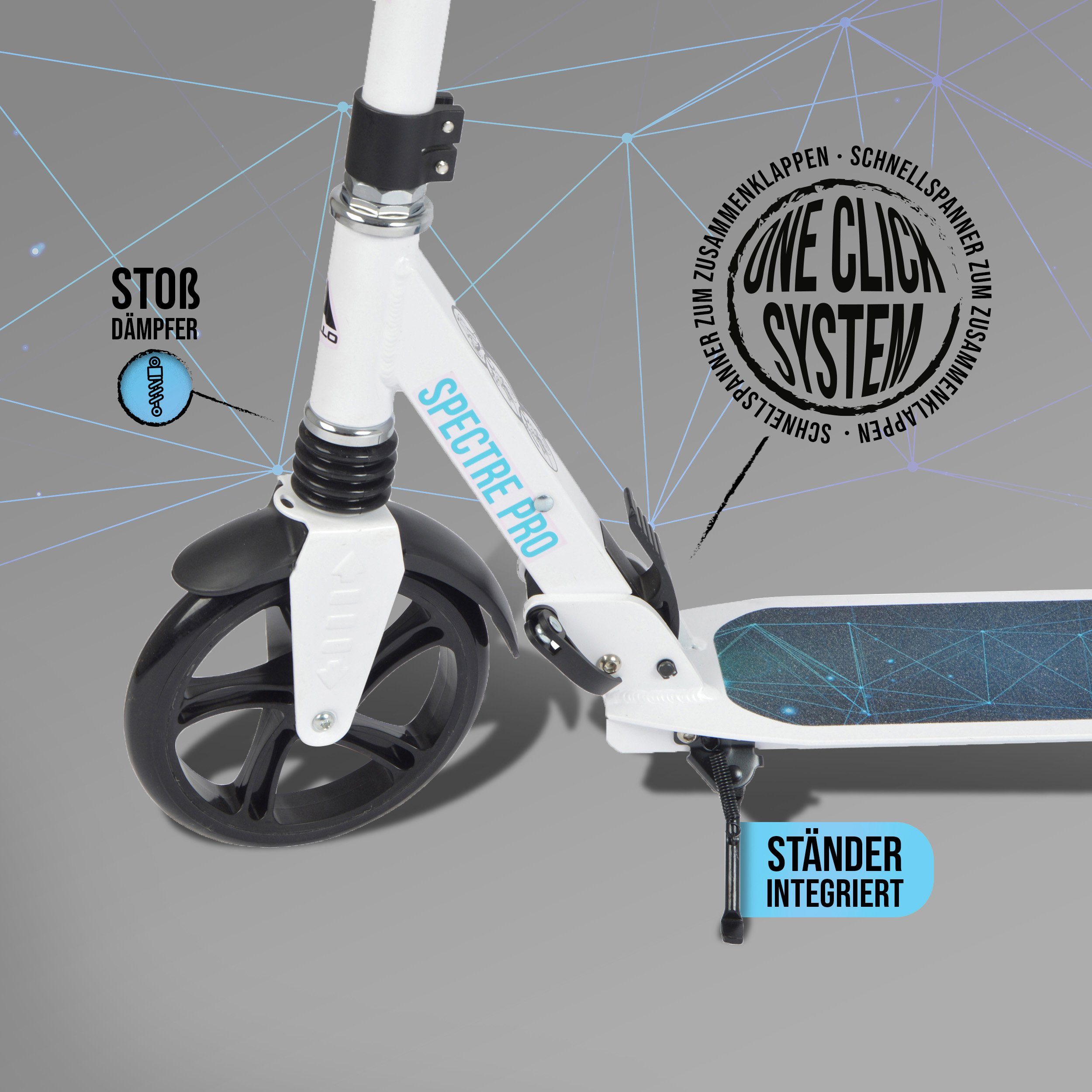 Apollo Cityroller City Scooter klapp- und höhenverstellbar Spectre, klapp- und höhenverstellbar