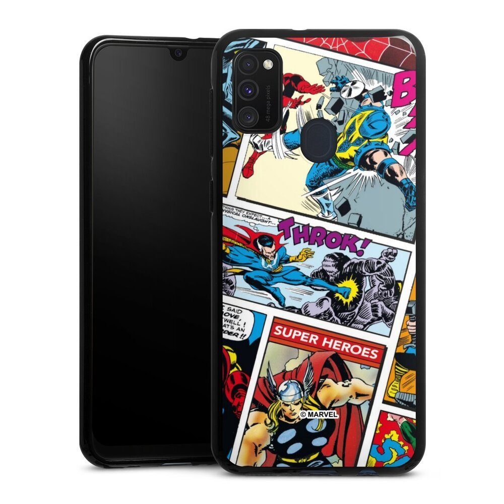DeinDesign Handyhülle Marvel Retro Comic Blue, Samsung Galaxy M21 Silikon Hülle Bumper Case Handy Schutzhülle