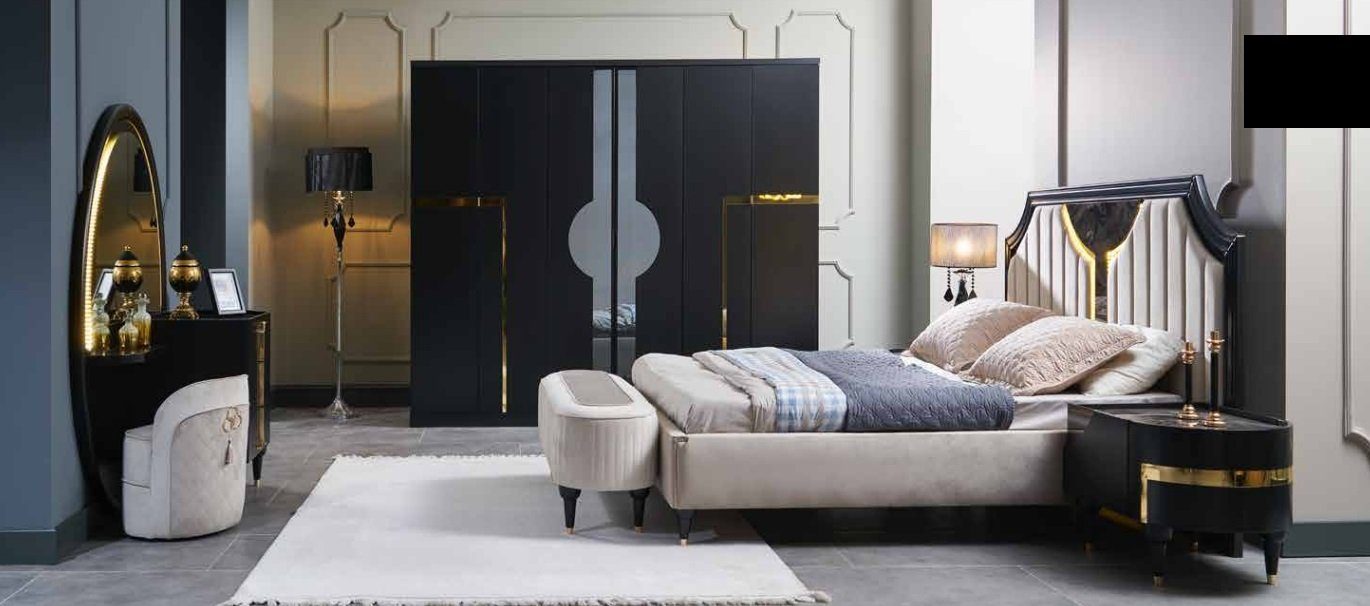 JVmoebel Bett, Bett 2x Nachttisch 3tlg. Set Design Luxus Komplettes Sets