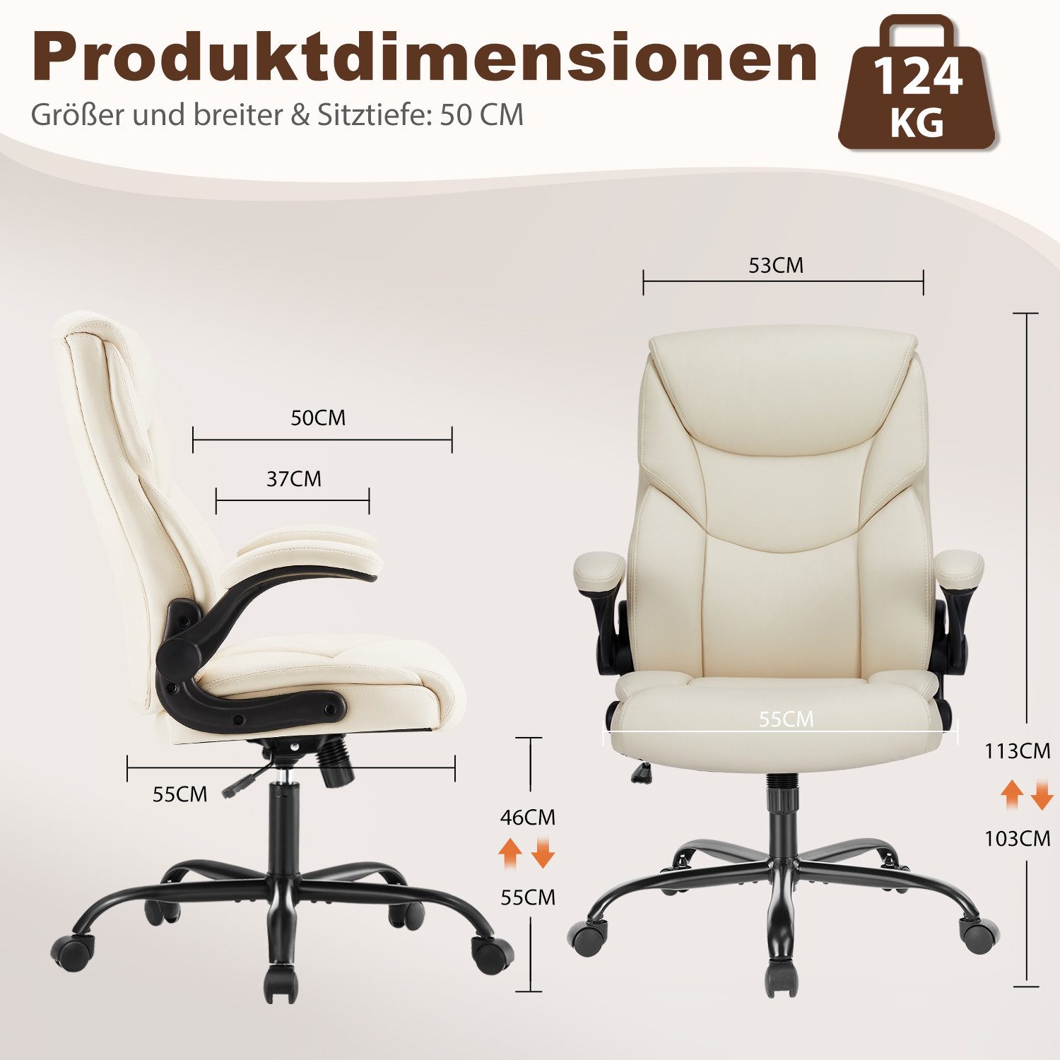 DUMOS Chefsessel Ergonomic Bürostuhl Pu-Leder Office Chair Armlehnen Drehba günstig online kaufen