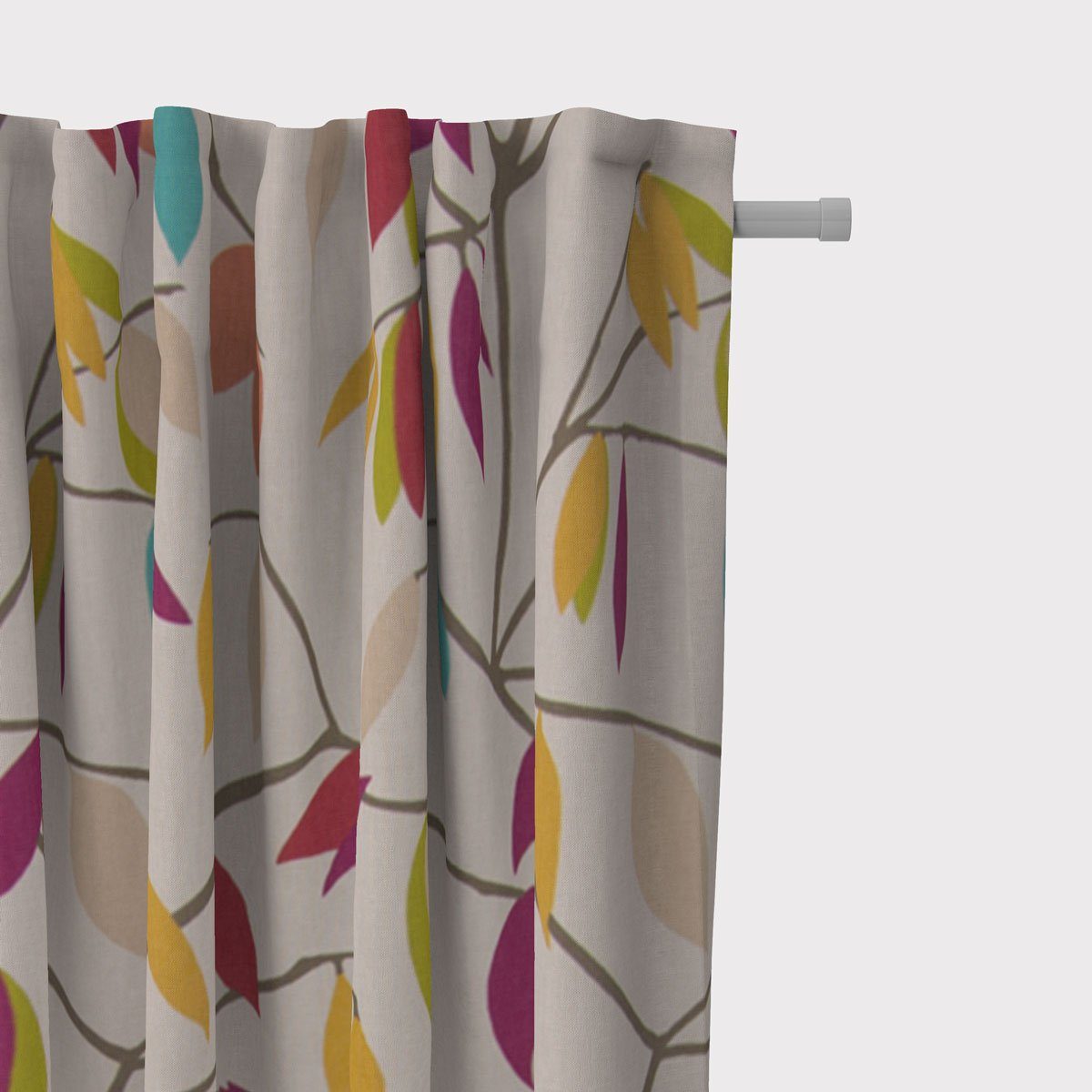 SCHÖNER LEBEN. Vorhang SCHÖNER LEBEN. Vorhang beige mit Blätter braun grün rot 245cm, blickdicht, Baumwolle, handmade