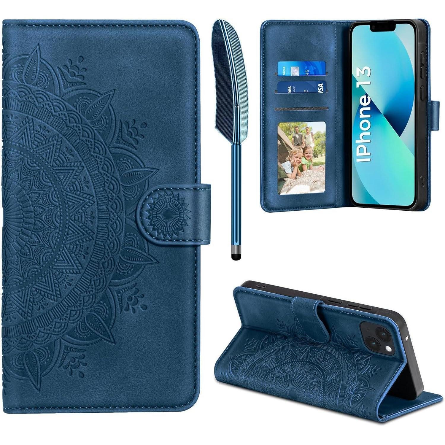 Handyhülle Lederhülle für iPhone 13 Hülle Wallet Case mit Standfunktion und