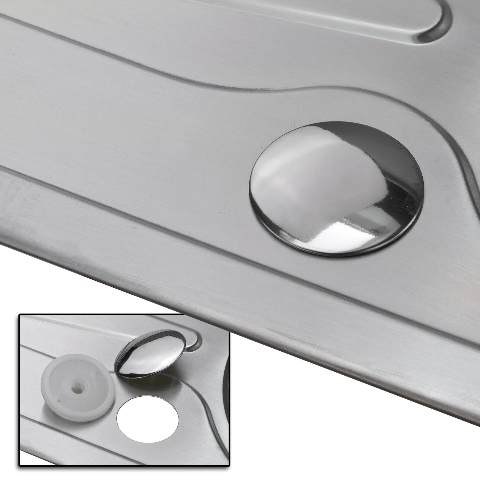 Stabilo Sanitär Edelstahlspüle Einbauspülbecken Chrom eckig 58 cm Edelstahl mit Abtropffläche rechts, Rechteckig, 58/48 cm, (Komplett-Set, komplettem Siphon inkl. Befestigungsmaterial), Abtropffläche, Siphon enthalten