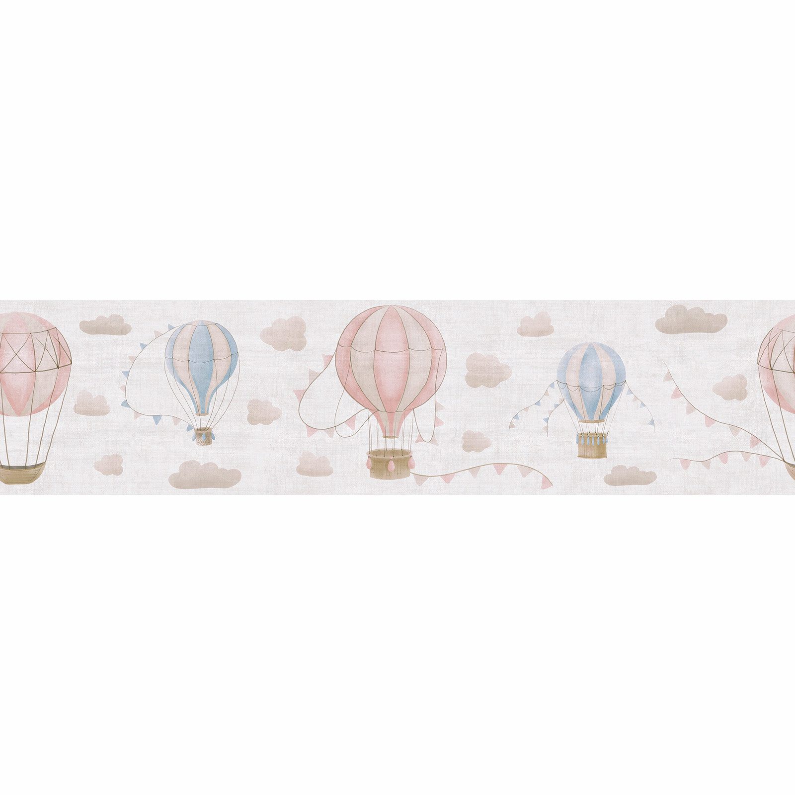 A.S. Création Bordüre Ballons Wolken Aquarelloptik Creme Rosa 77135-1