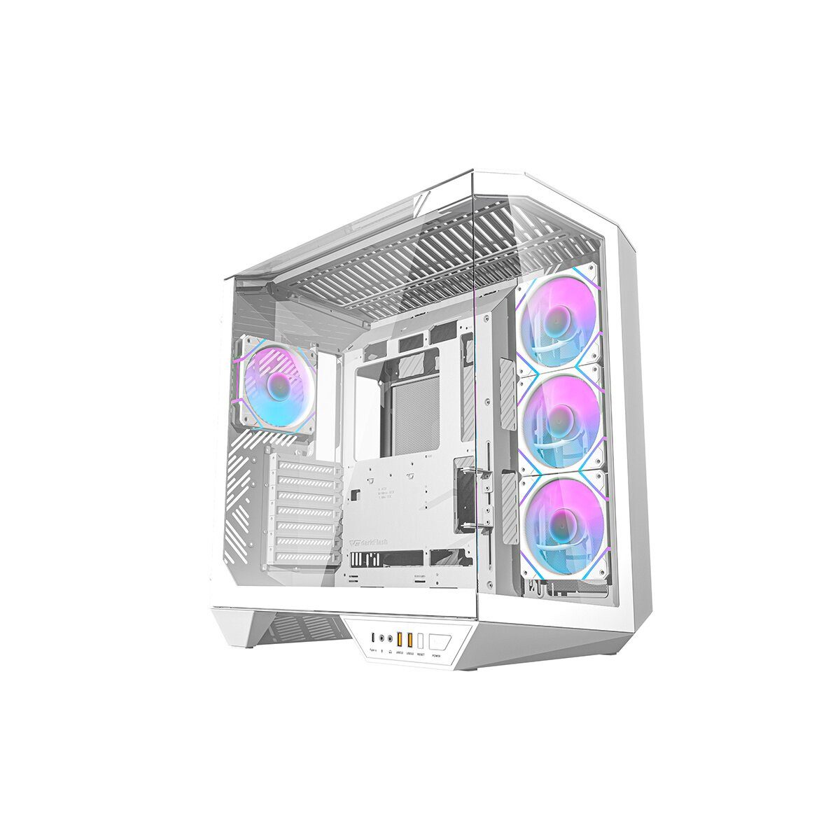 Darkflash PC-Gehäuse Darkflash DY470 PC Gehäuse Weiß inkl. 4 Lüfter GPU-Halter