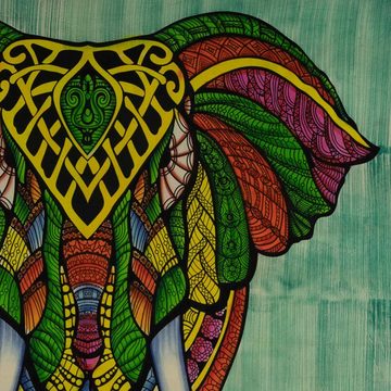 Wandteppich Tagesdecke Wandbehang Elefant Meditation UV Aktiv ca. 200 x 230 cm, KUNST UND MAGIE
